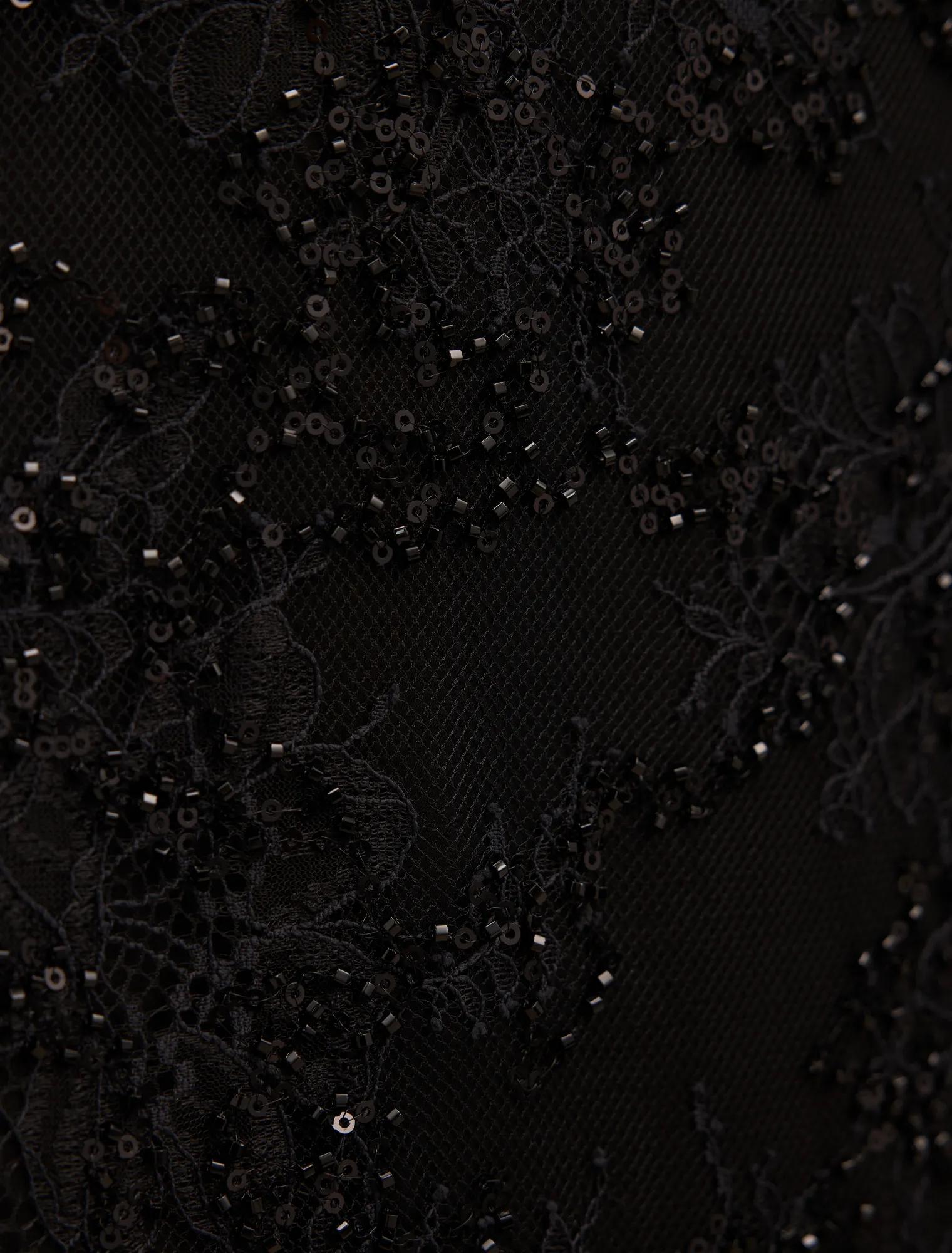Brianna Lace Beaded Skirt Black