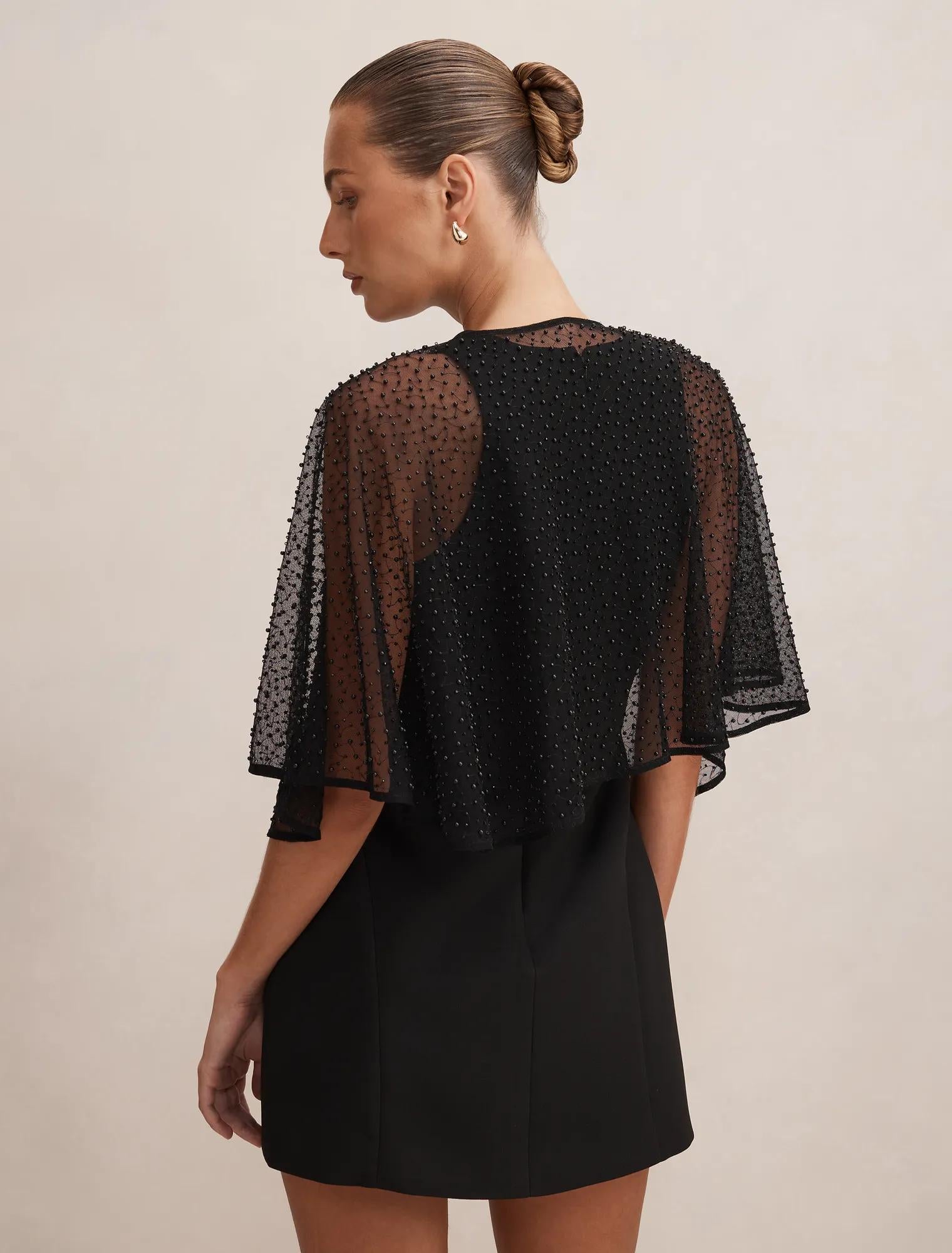 Eloise Bead Cape Black