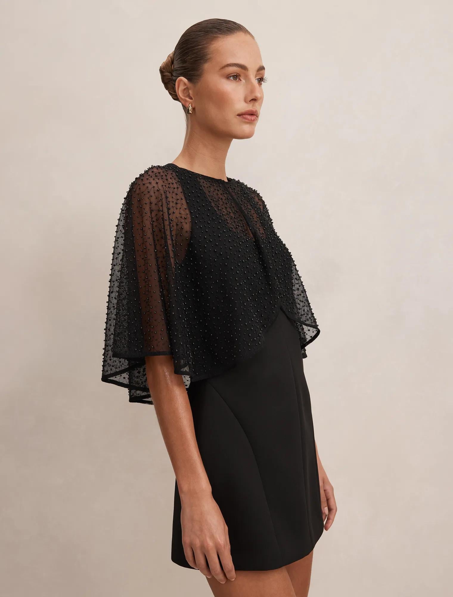 Eloise Bead Cape Black