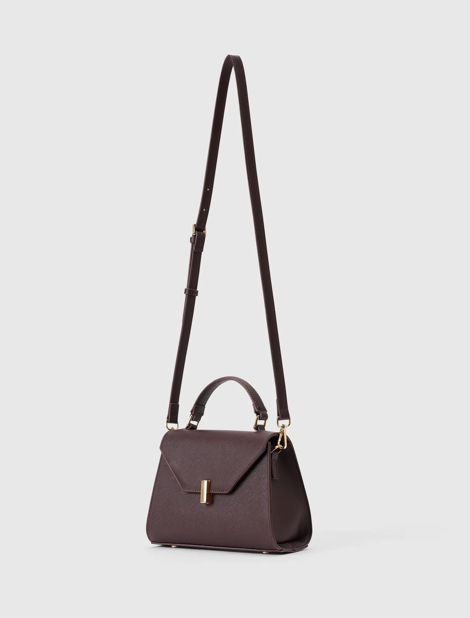 Mietta Lock Top Handle Bag Chocolate_mannequin