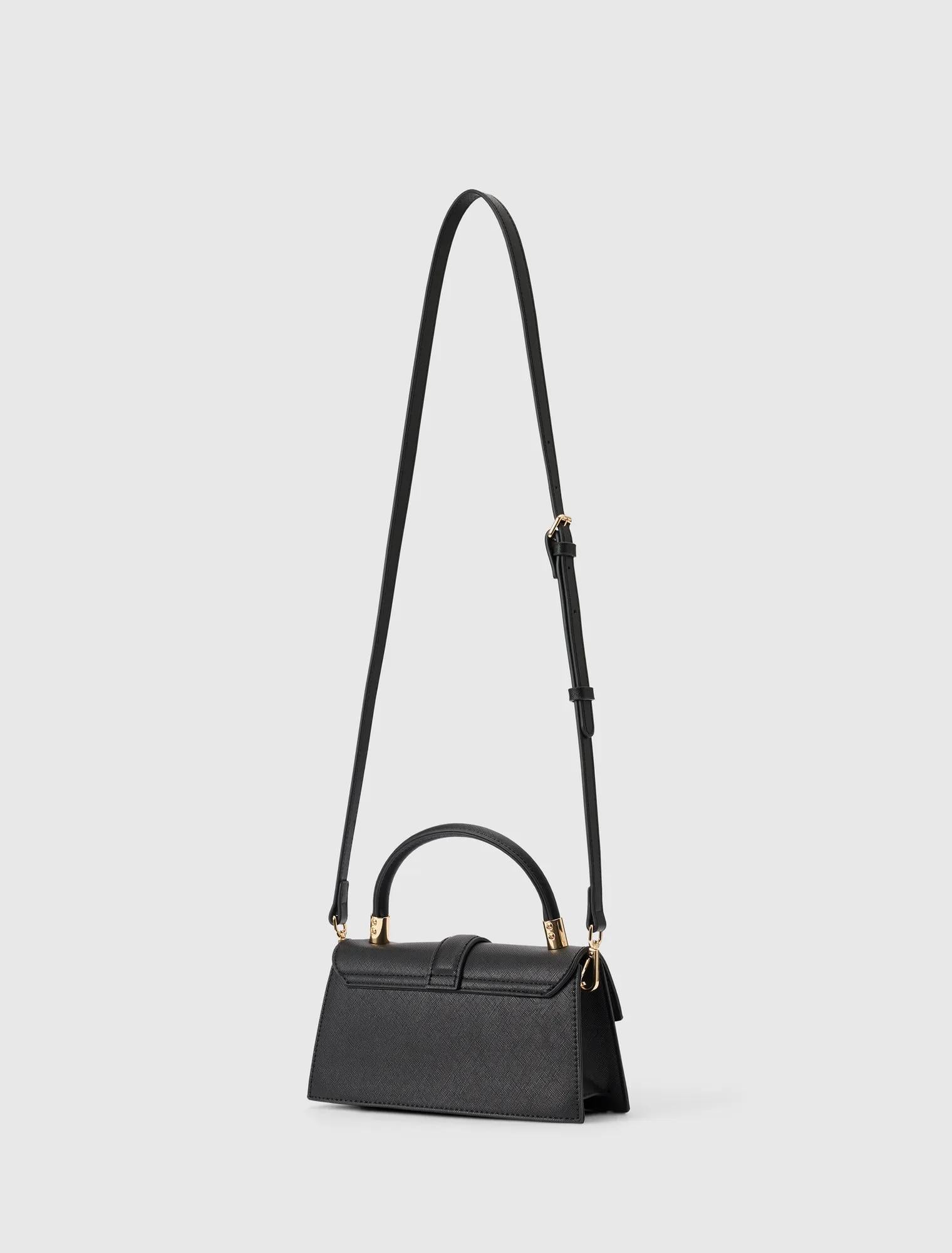Vanessa Lock Detail Top Handle Bag Black Saffiano_mannequin