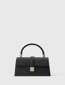 Vanessa Lock Detail Top Handle Bag Black Saffiano_mannequin