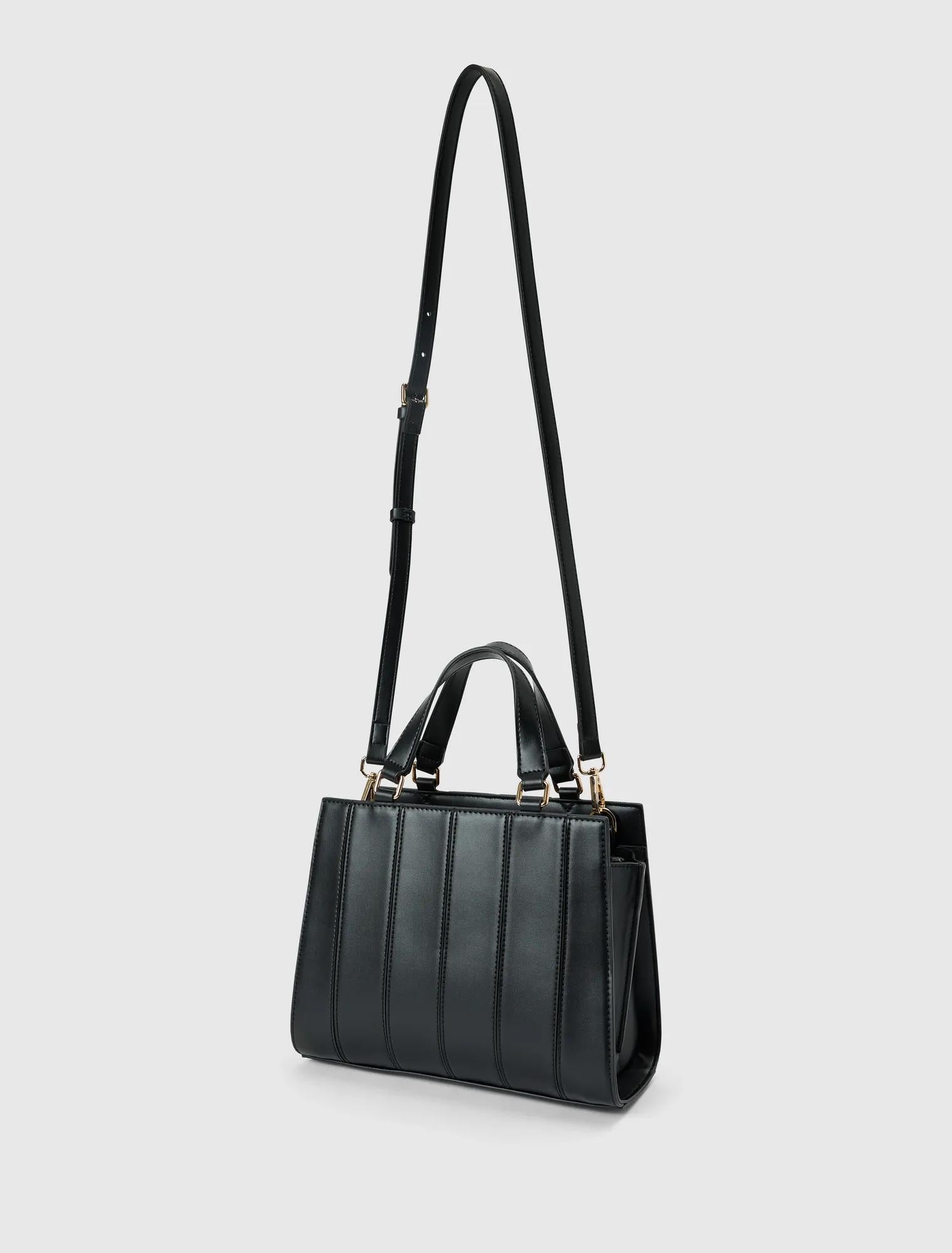 Mila Medium Panel Tote Bag Black_mannequin