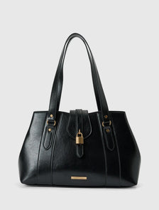 Riley Retro Lock Tote Bag Black_mannequin