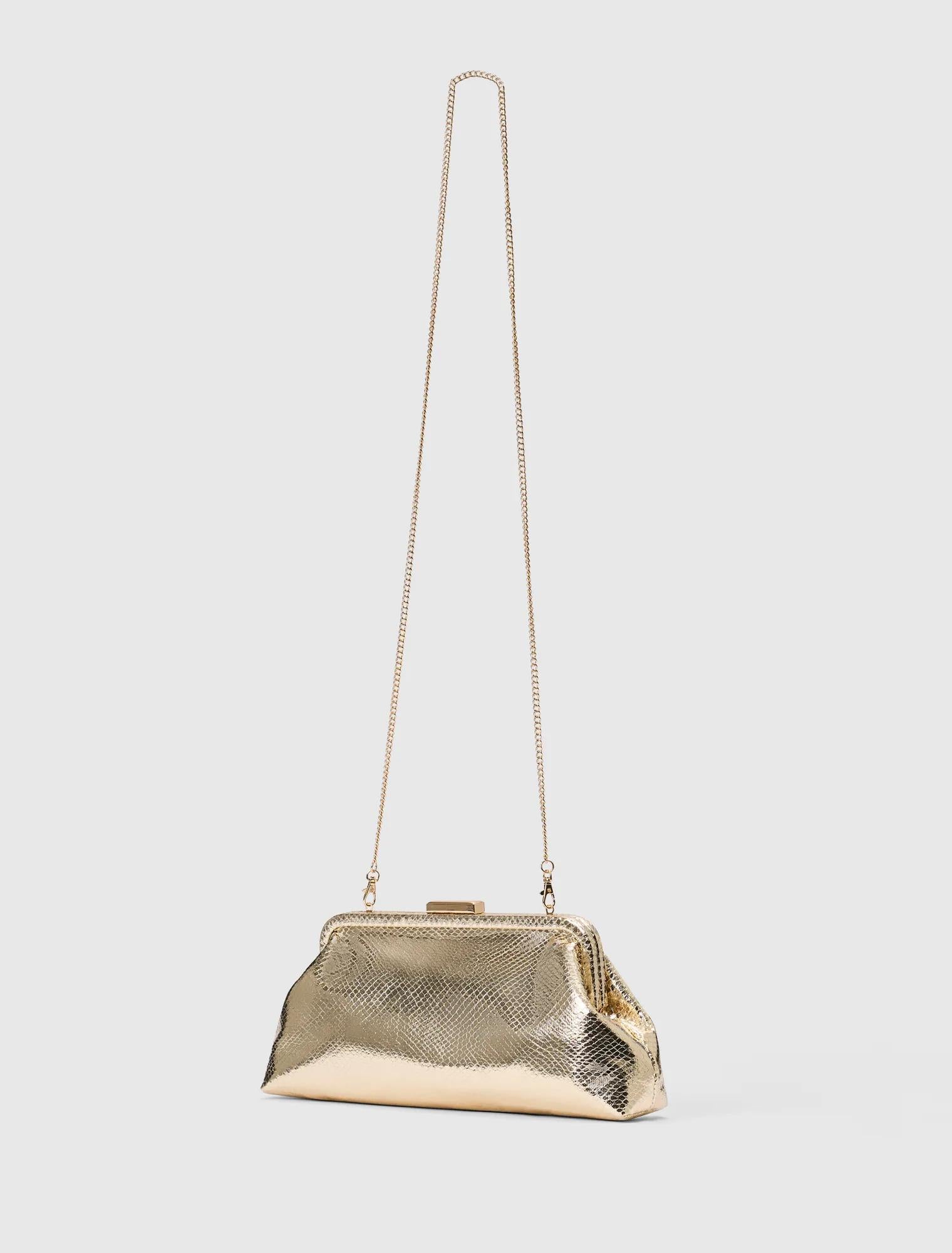 Sophie Textured Frame Clutch Gold_mannequin