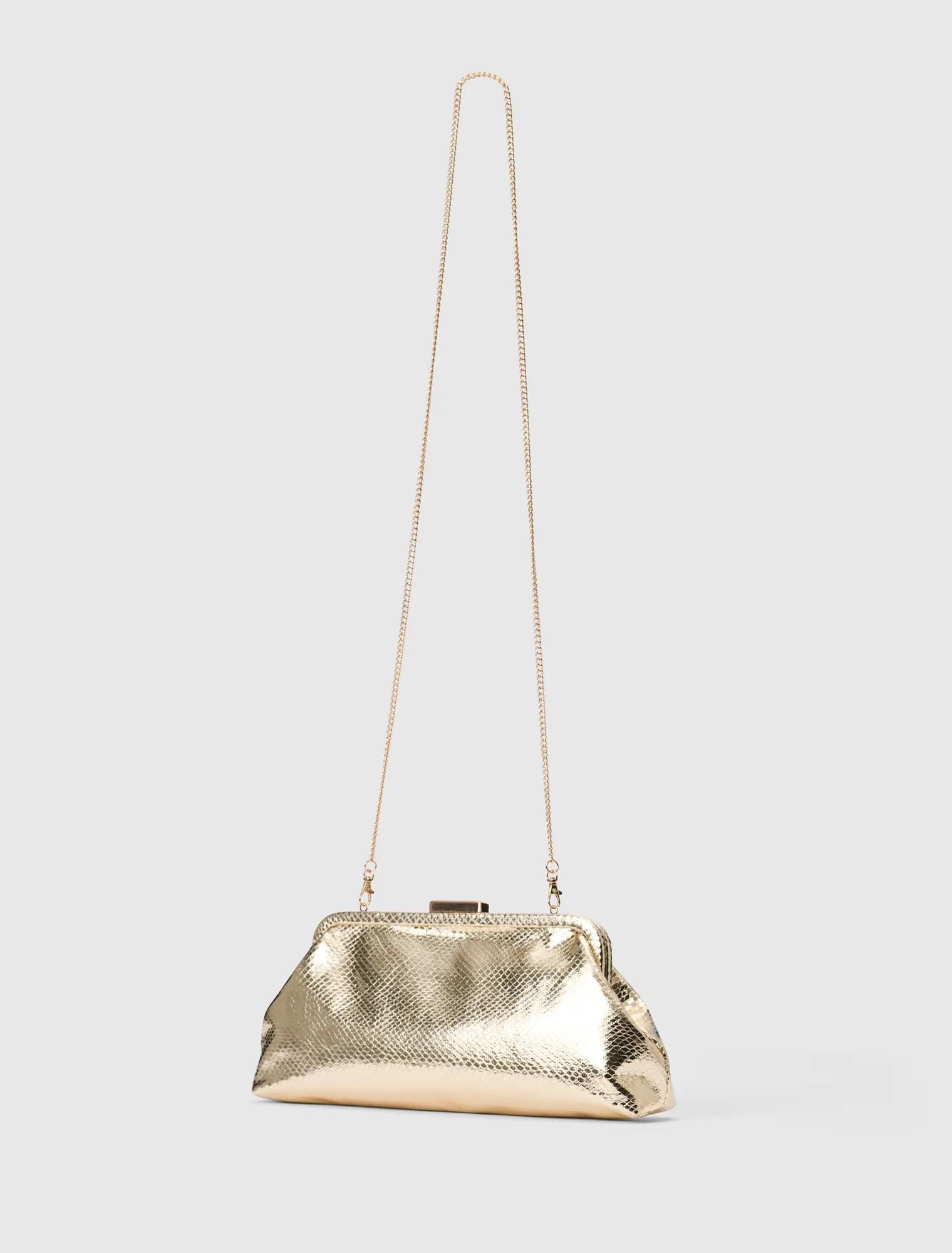 Sophie Textured Frame Clutch Gold_mannequin