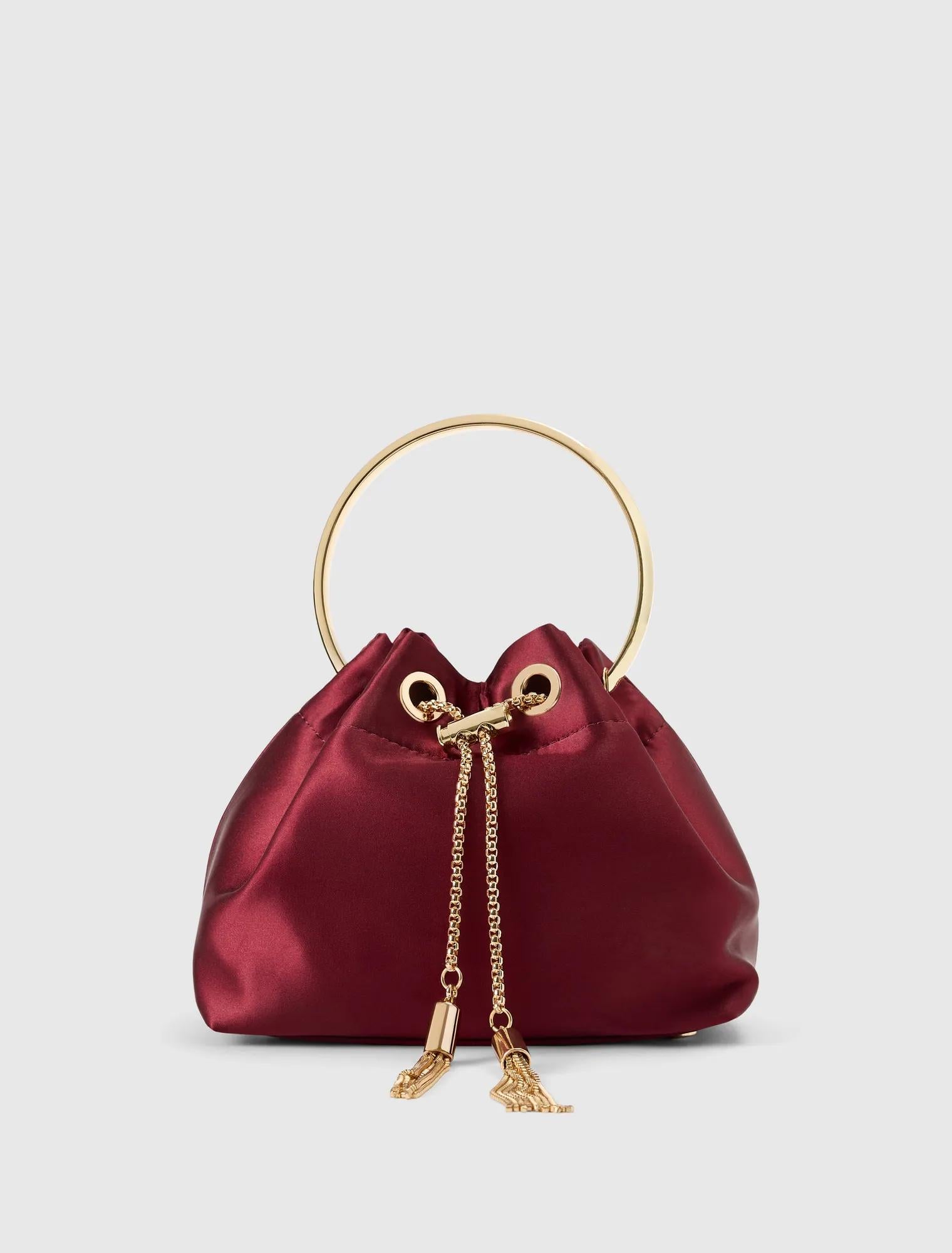 Shelby Satin Metal Handle Clutch Vintage Merlot_mannequin