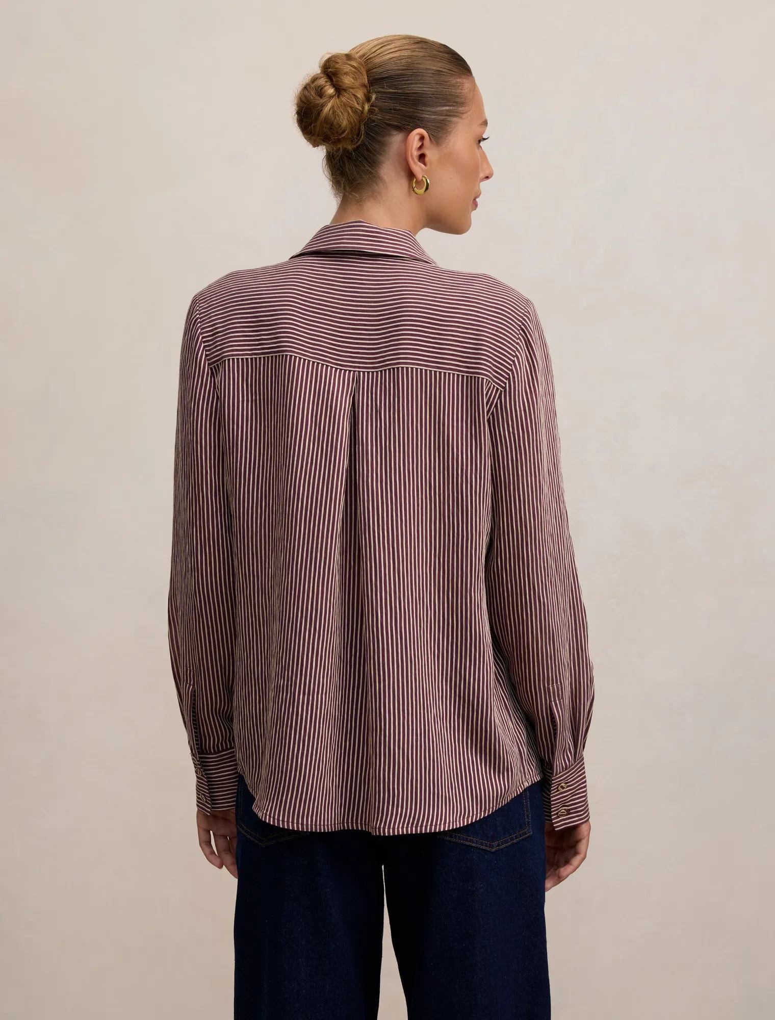Solara Stripe Shirt Burgundy Stripe