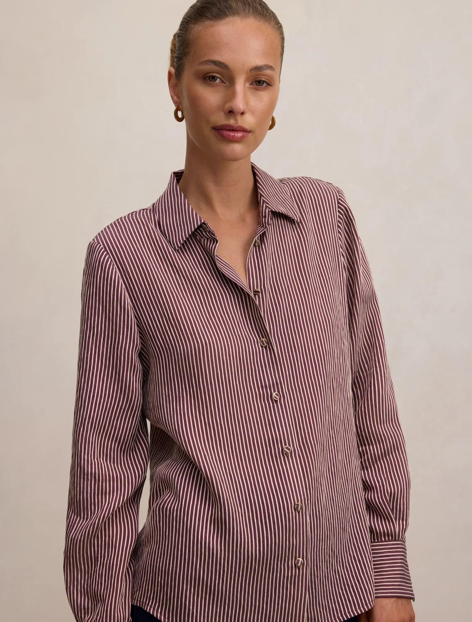 Solara Stripe Shirt Burgundy Stripe
