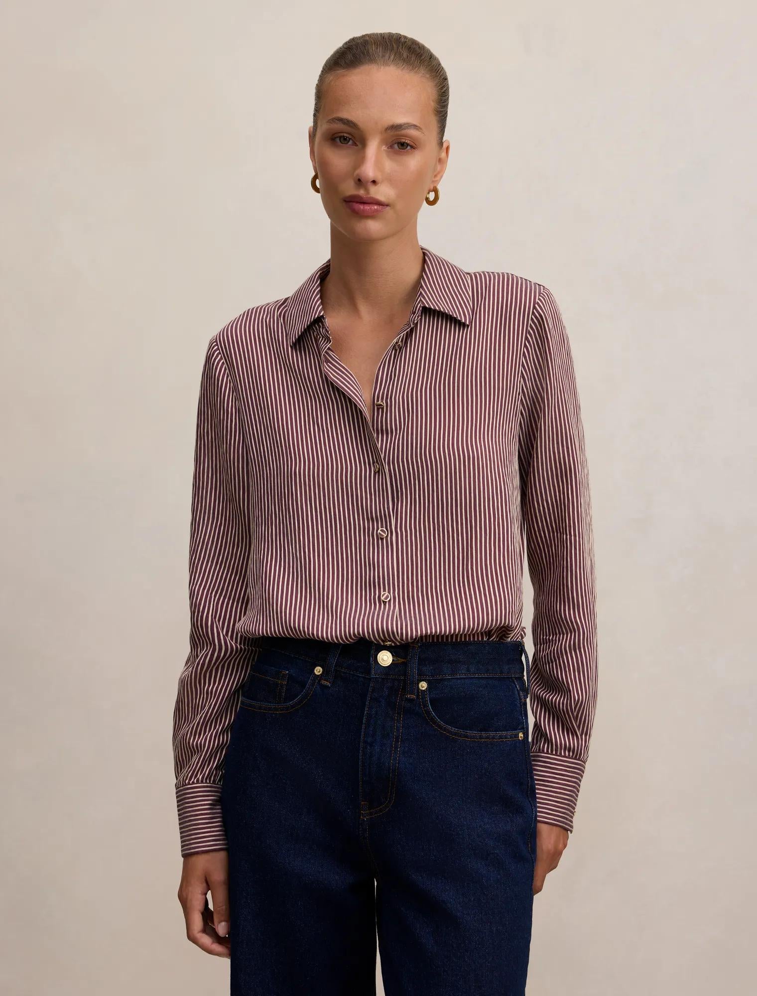 Solara Stripe Shirt Burgundy Stripe