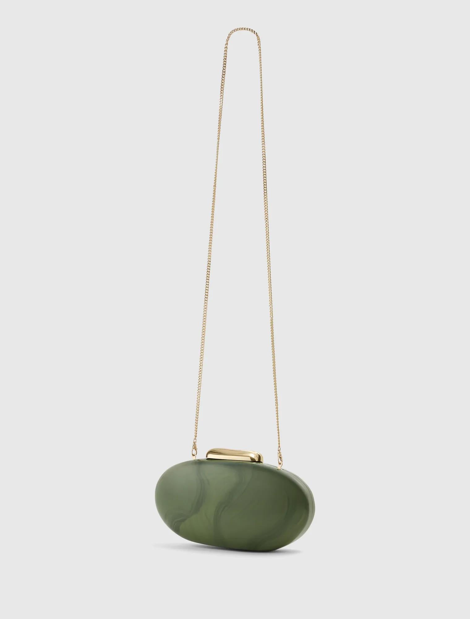 Peyton Oval Hardcase Clutch Sage Olive_mannequin