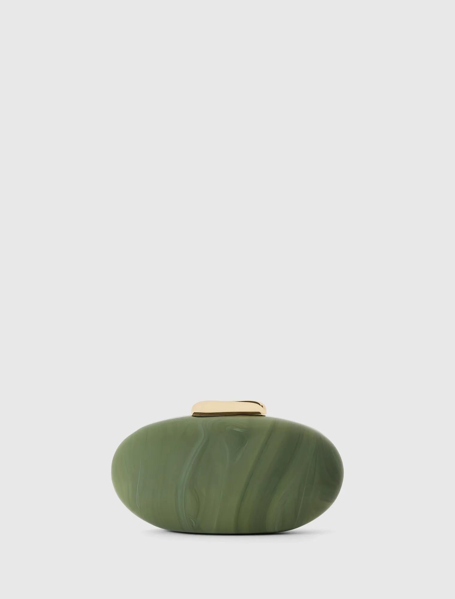 Peyton Oval Hardcase Clutch Sage Olive_mannequin