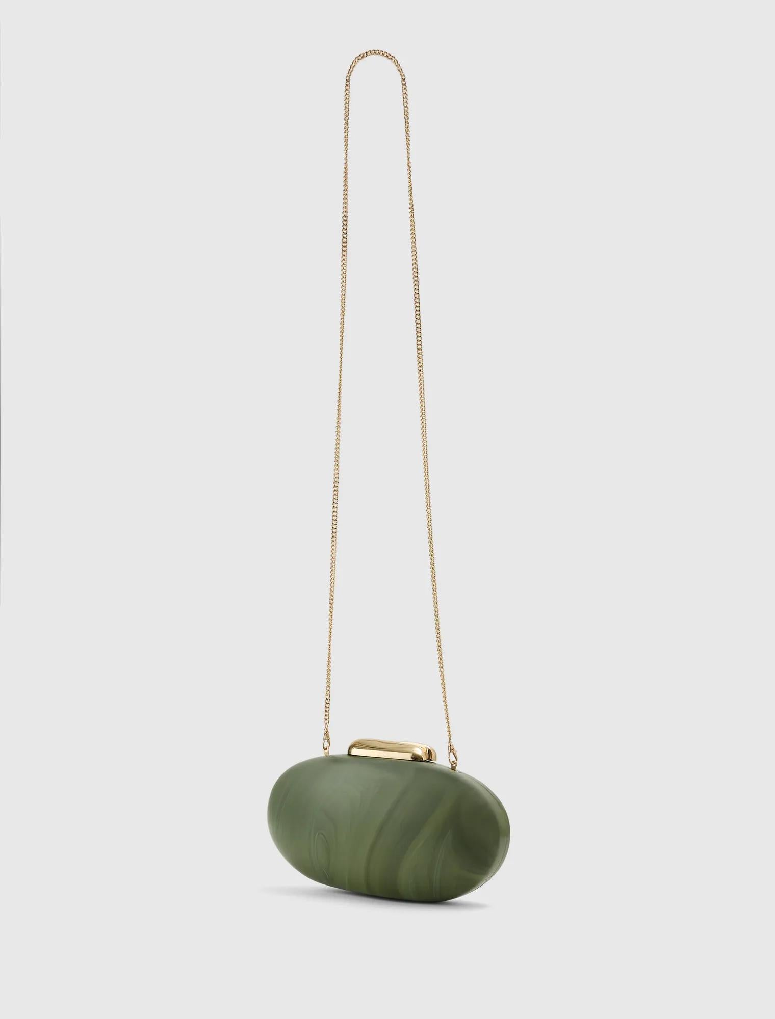 Peyton Oval Hardcase Clutch Sage Olive_mannequin