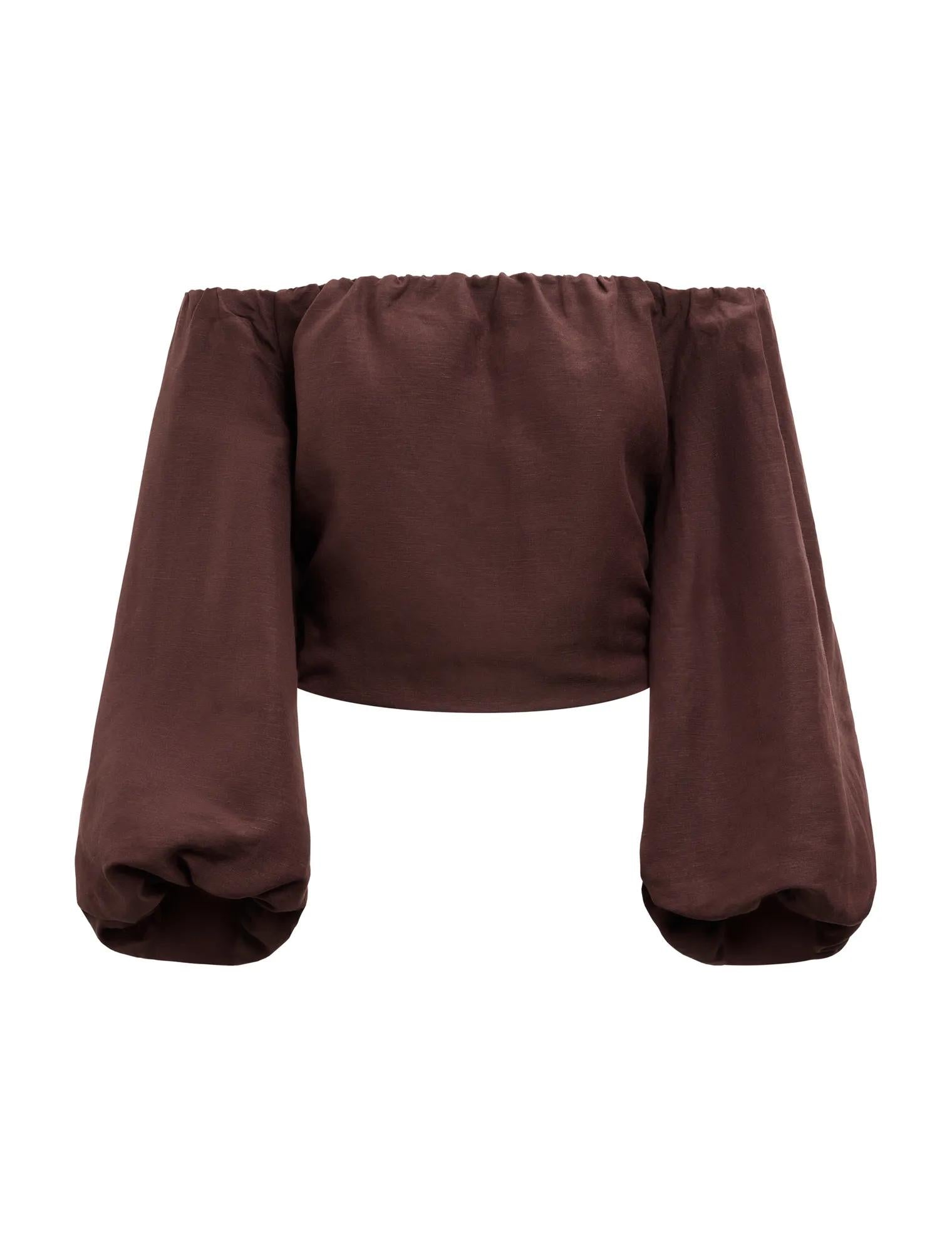 Dawn Off Shoulder Top Chocolate Set_mannequin
