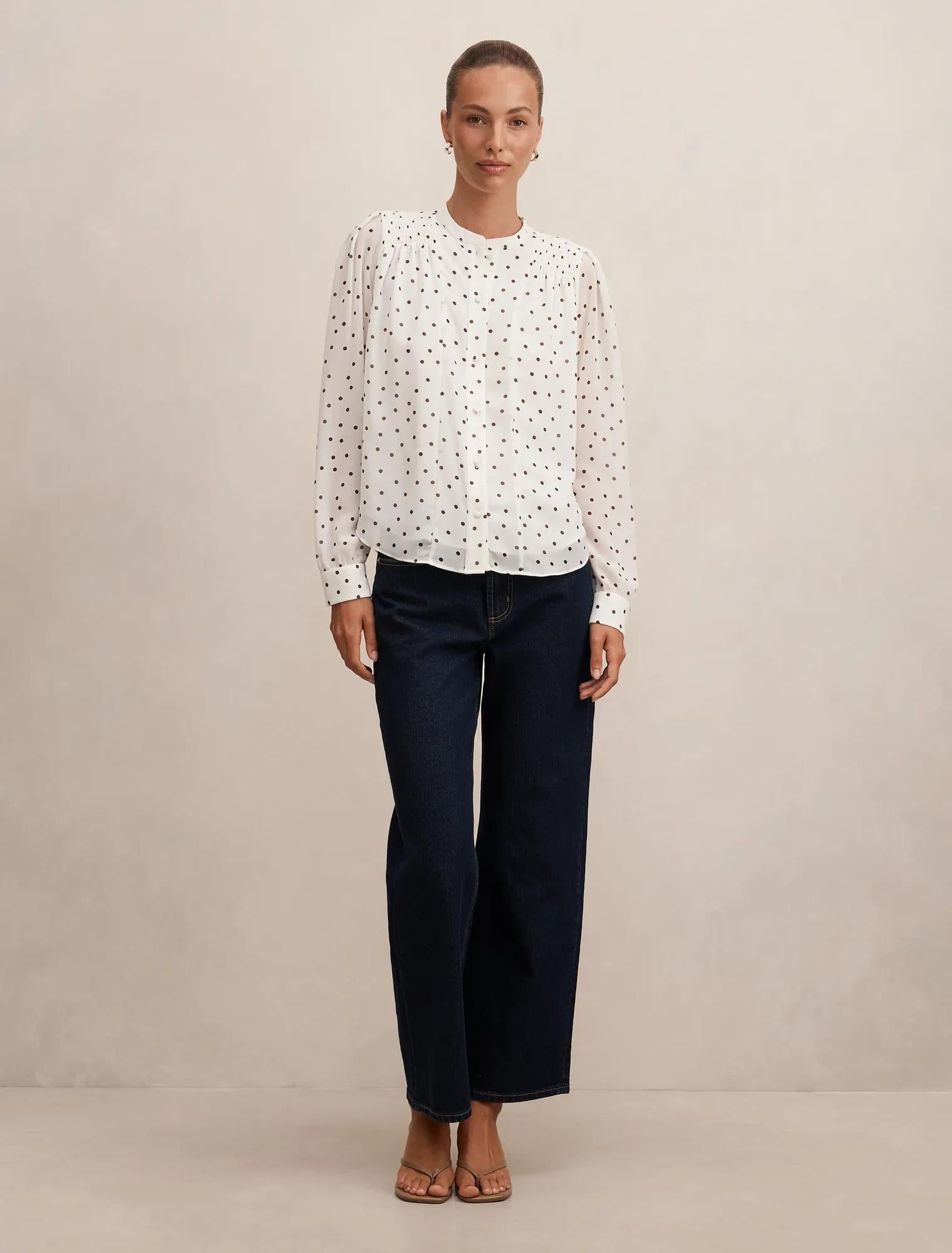 Rory Sheering Blouse Cream Bower Spot