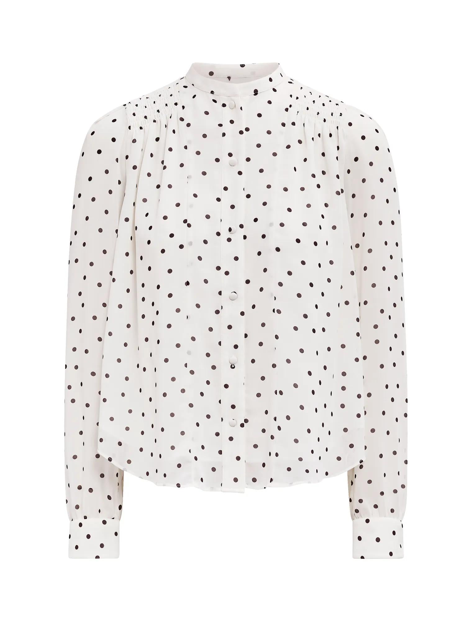Rory Sheering Blouse Cream Bower Spot_mannequin