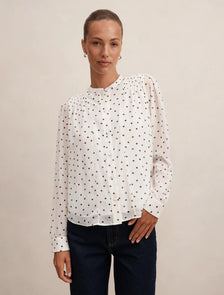 Rory Sheering Blouse Cream Bower Spot