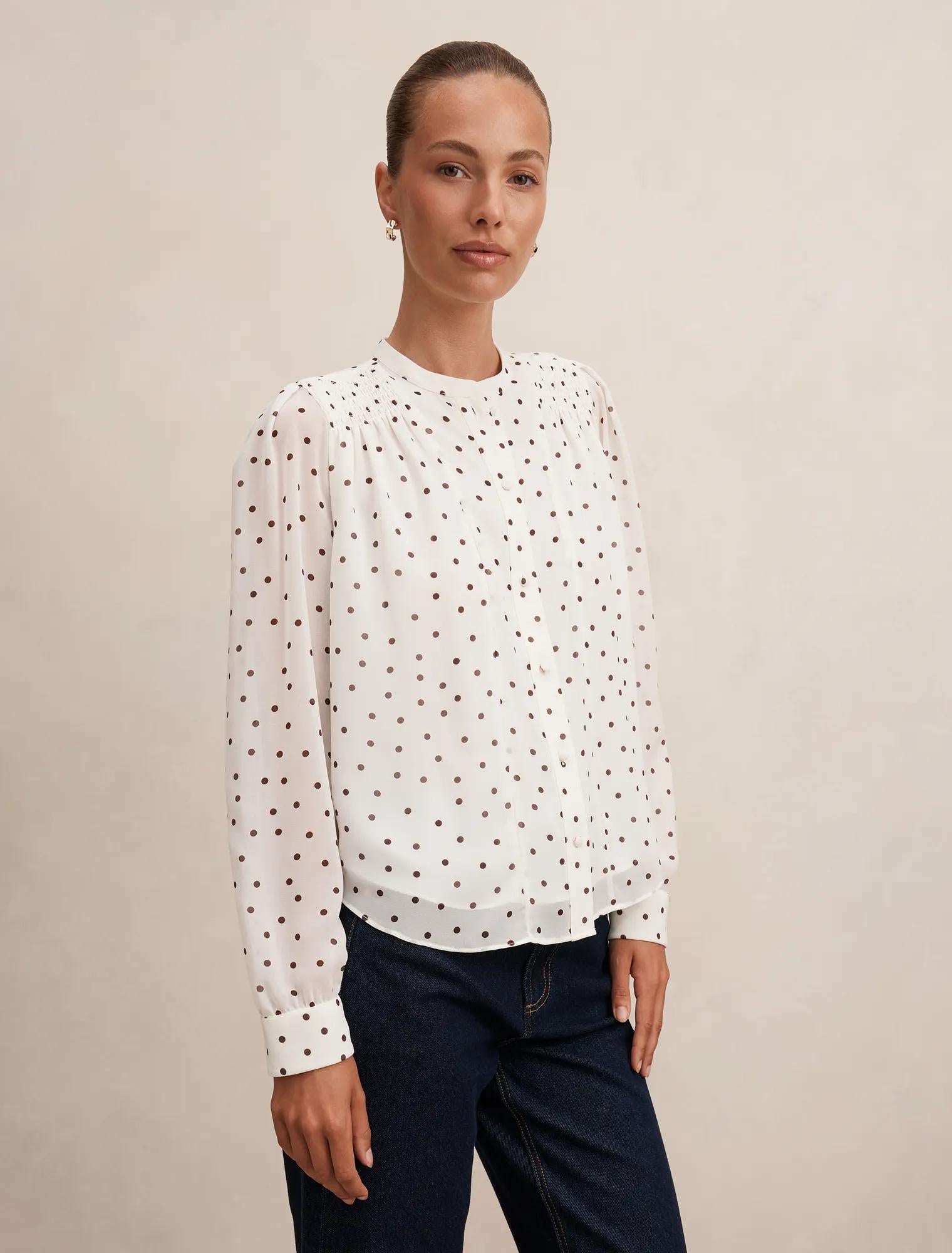 Rory Sheering Blouse Cream Bower Spot