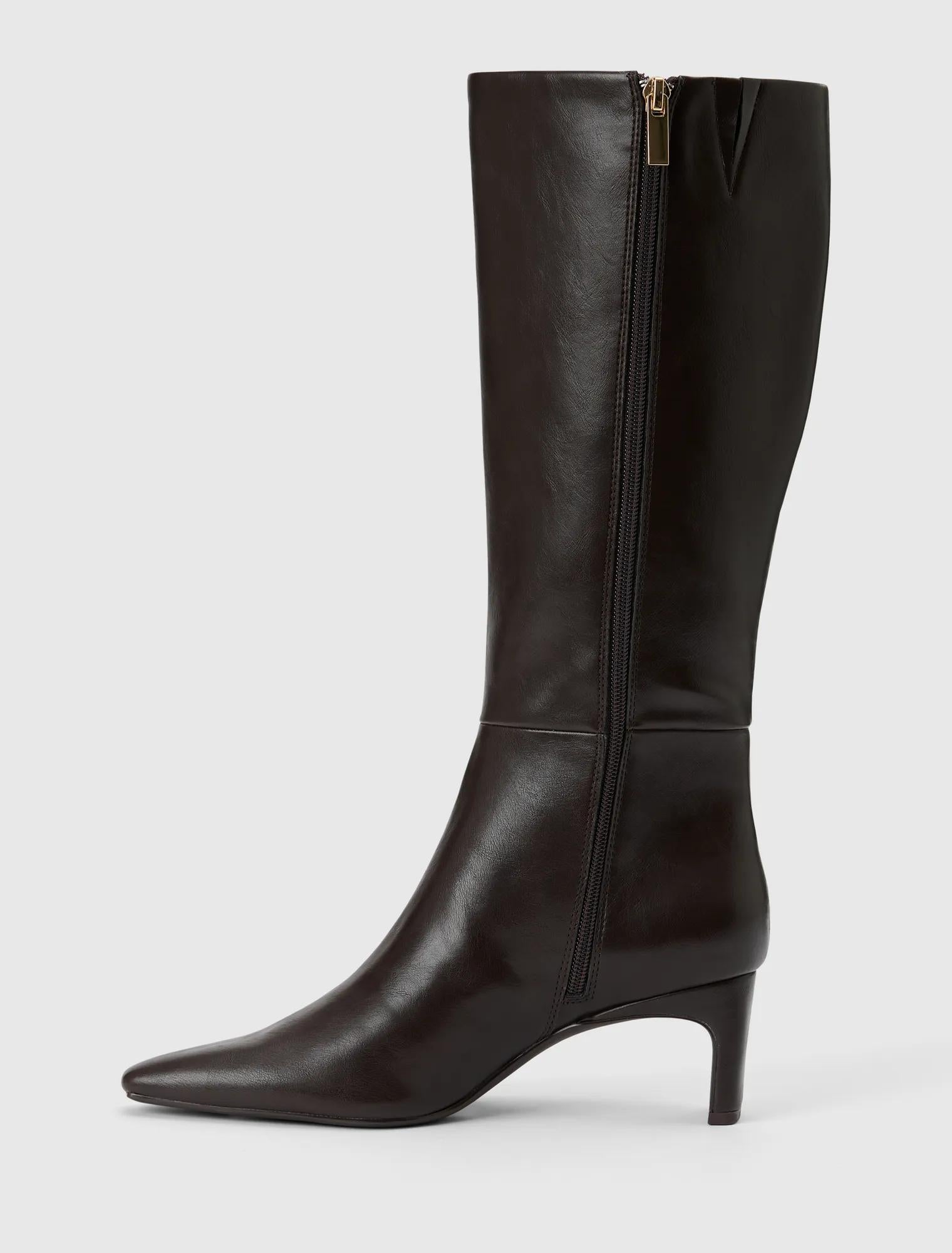 Callie Knee Length Chisel Toe Boot Chocolate Brown_mannequin