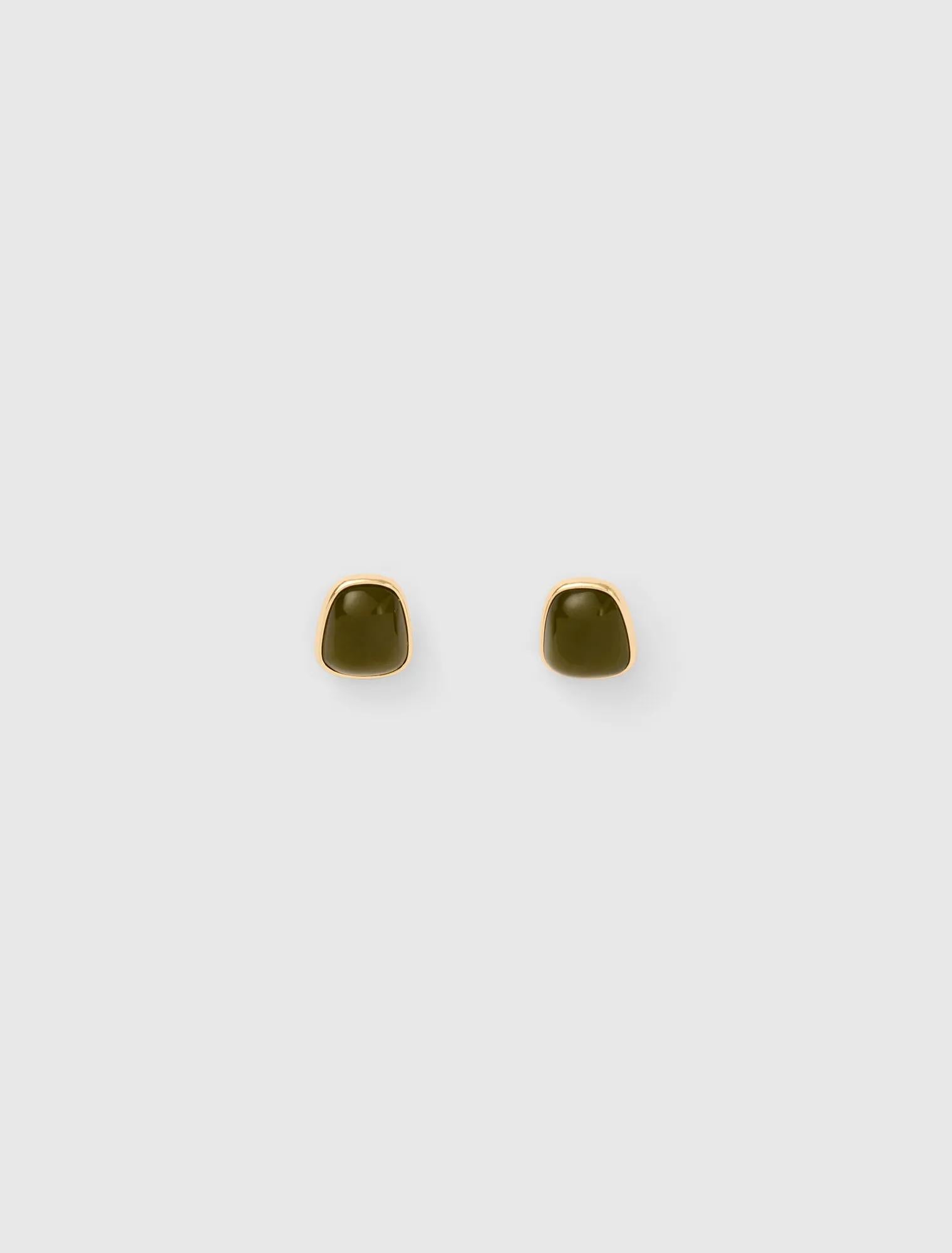 Sully Small Stone Stud Olive/Gold_mannequin