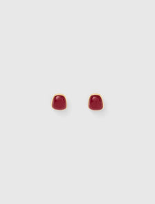 Sully Small Stone Stud Earrings Red Currant/Gold_mannequin
