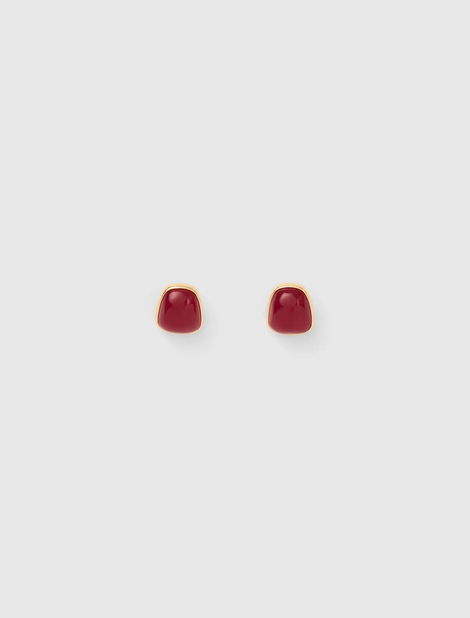 Sully Small Stone Stud Earrings Red Currant/Gold_mannequin