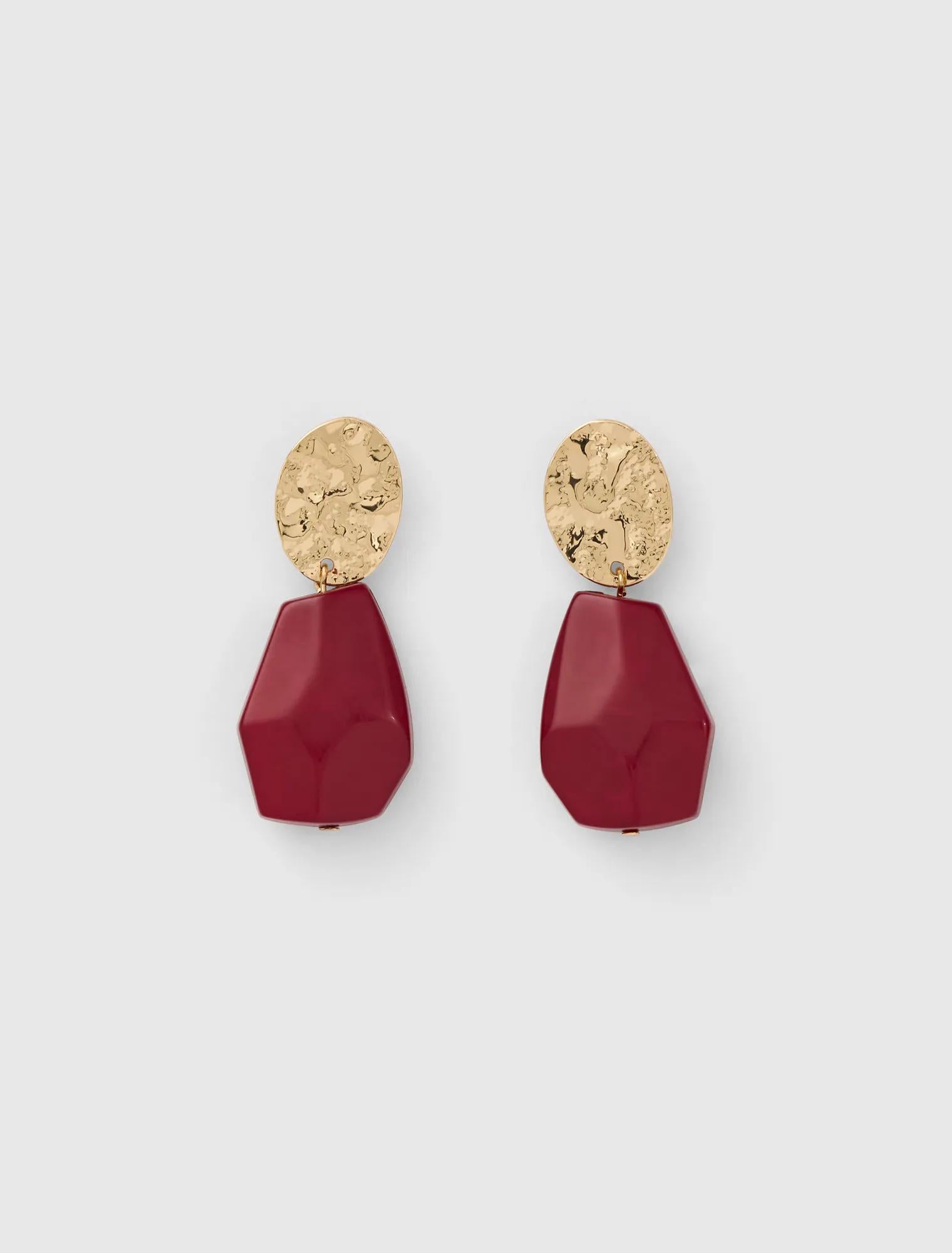 Stacey Stone Drop Earring Red Currant/Gold_mannequin