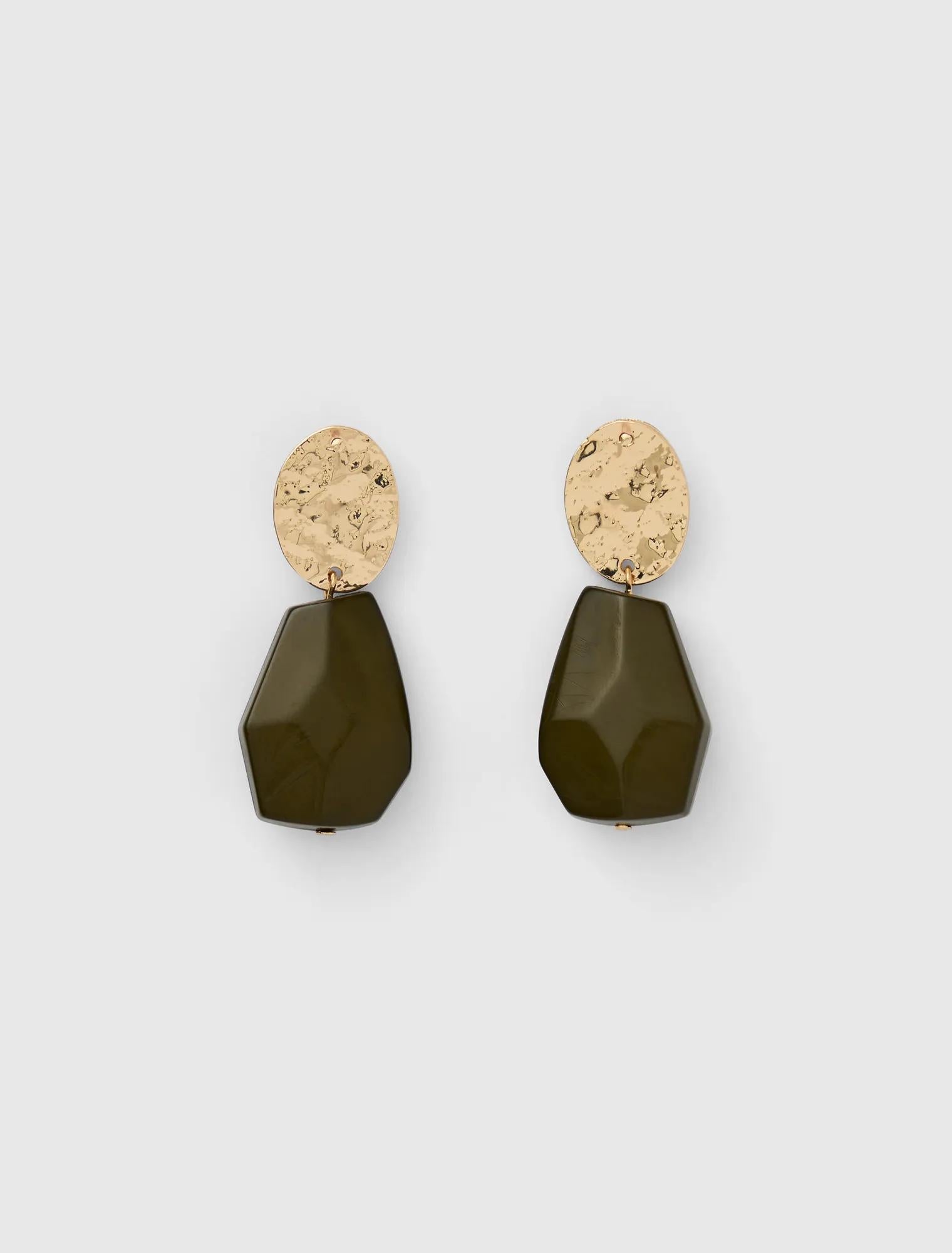 Stacey Stone Drop Earring Olive/Gold
