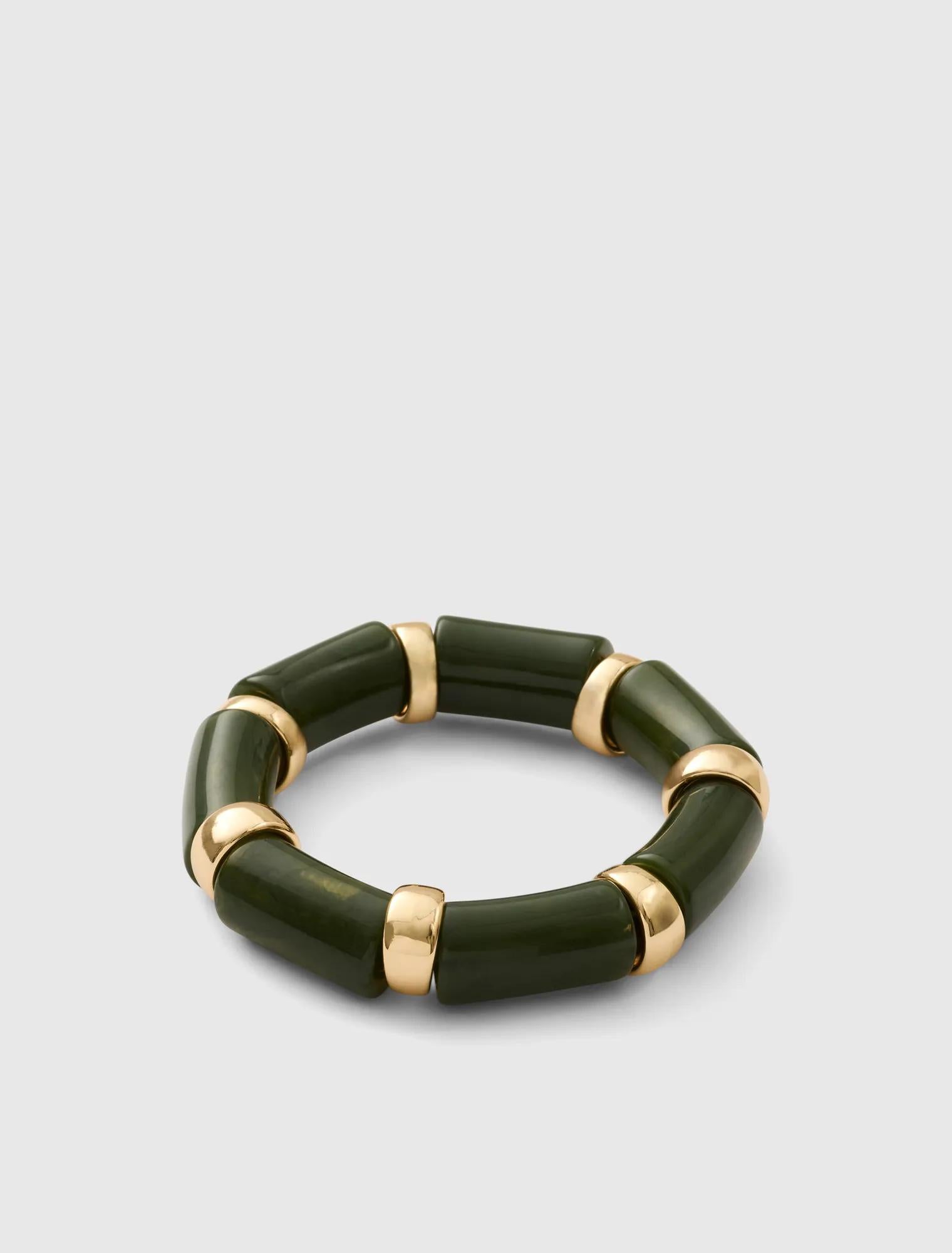 Bonnie Bead Stretch Bangle Olive/Gold_mannequin