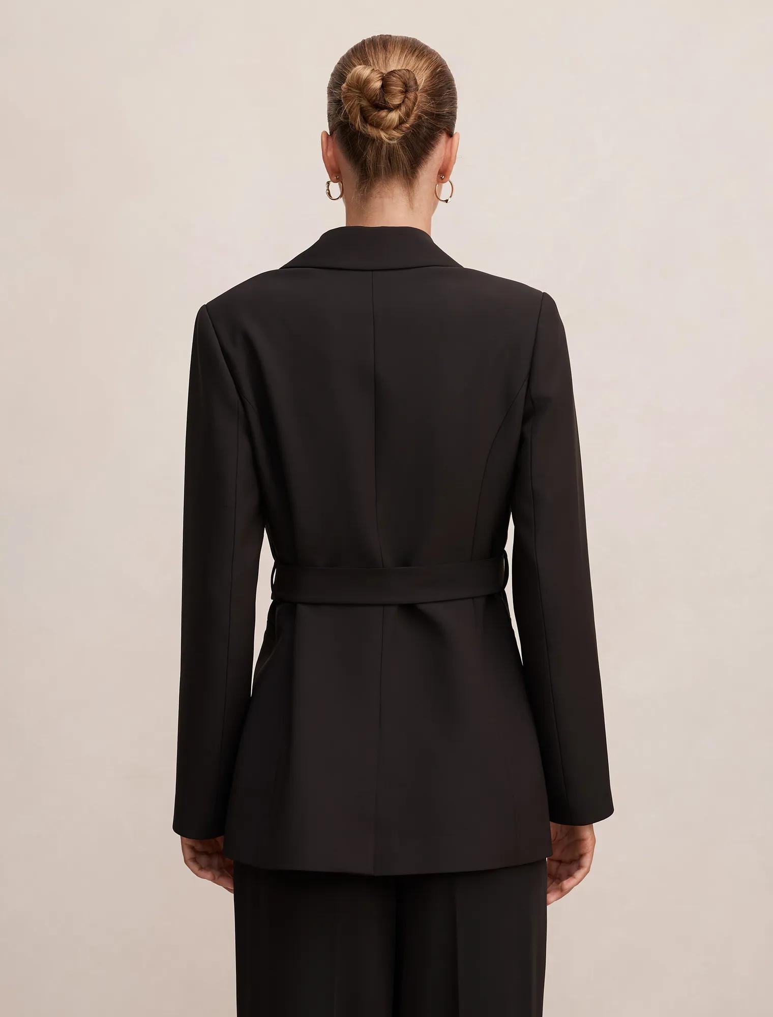 Bella Belted Blazer Black Suit