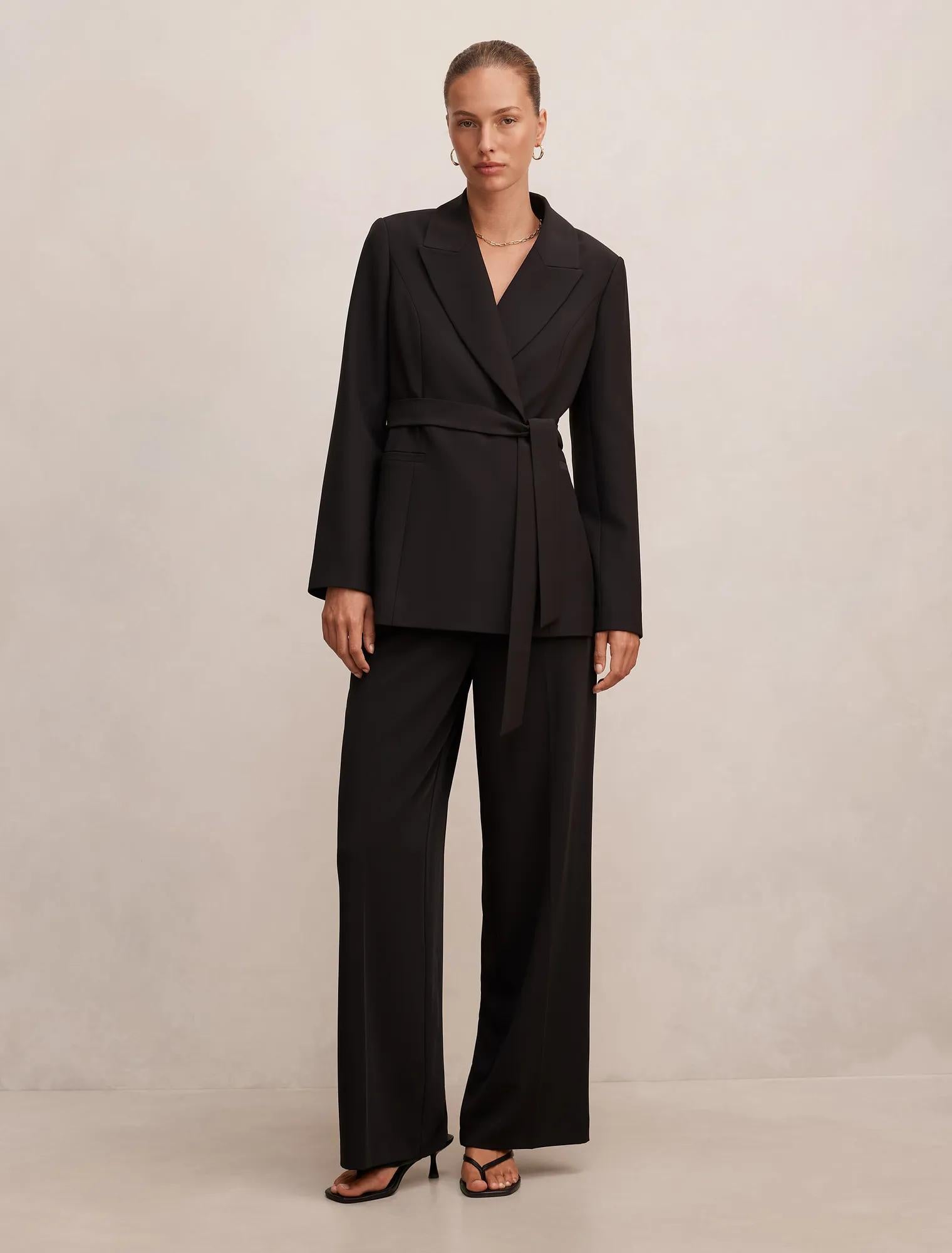 Bella Belted Blazer Black Suit