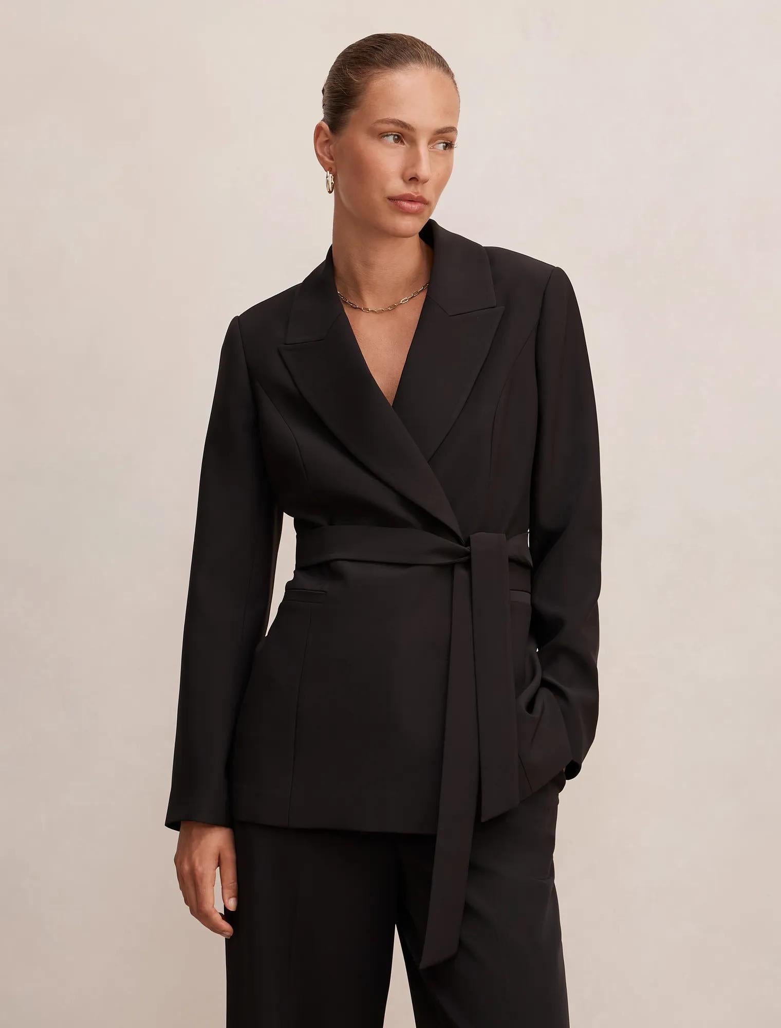 Bella Belted Blazer Black Suit