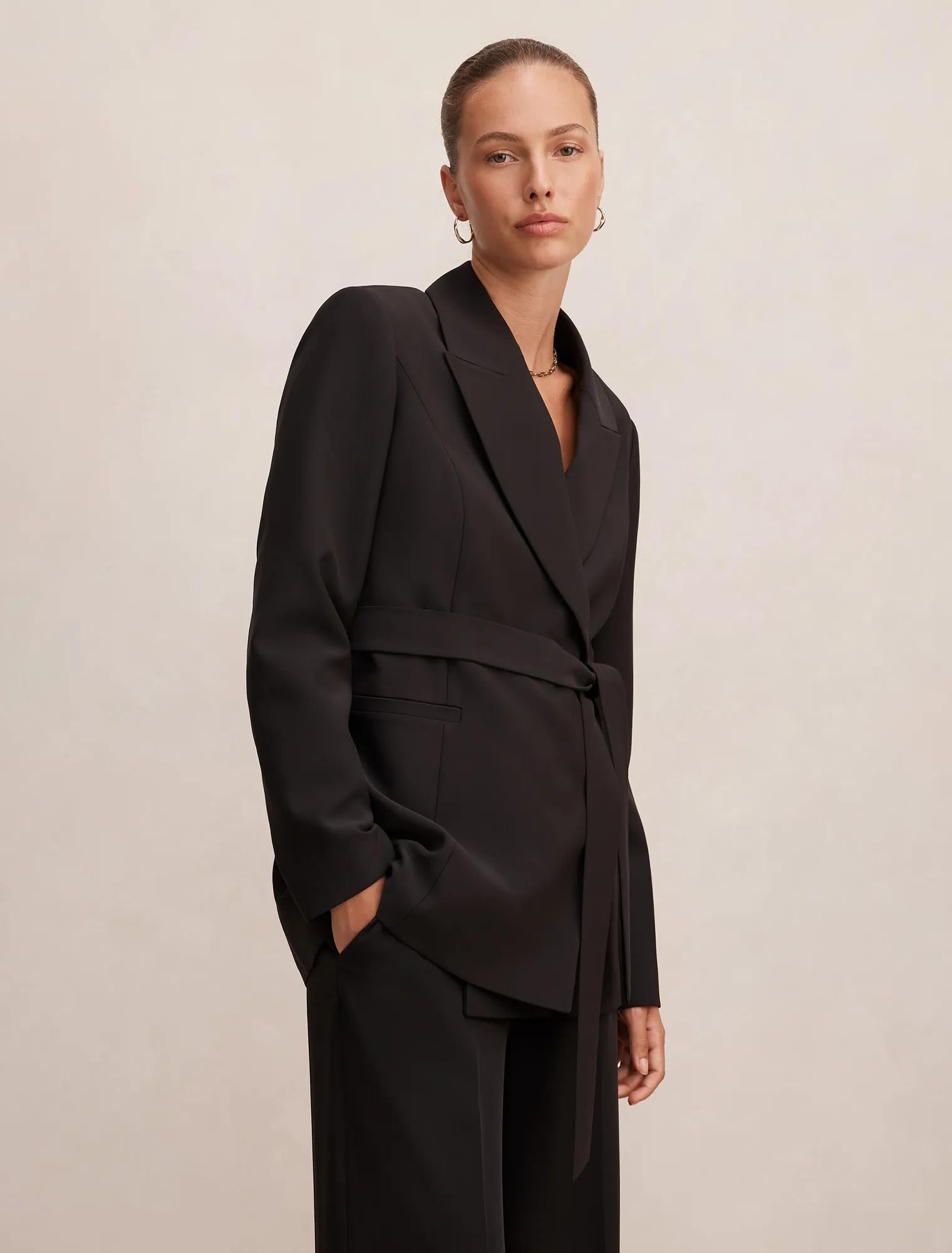 Bella Belted Blazer Black Suit