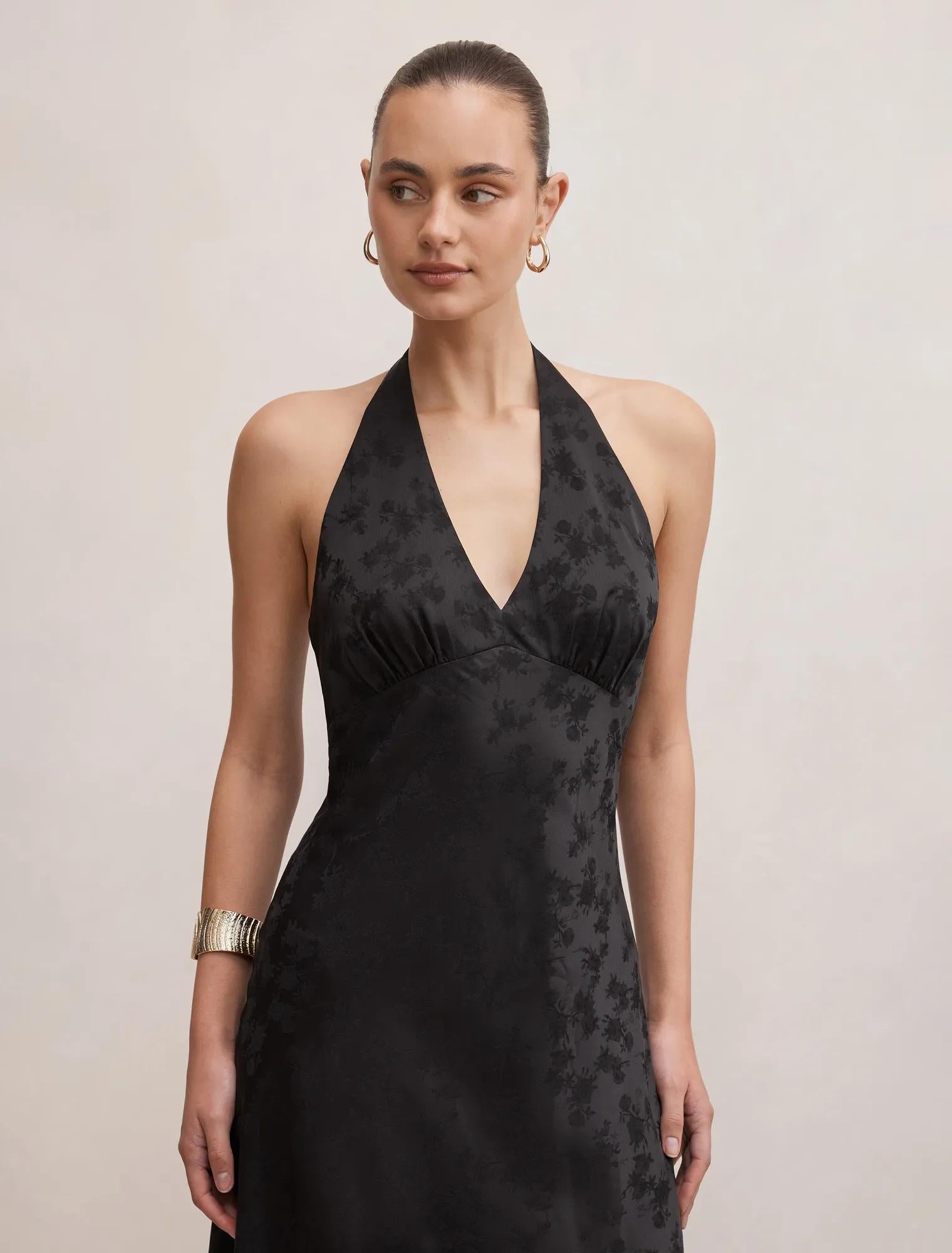 Eleanora Halter Neck Dress Black