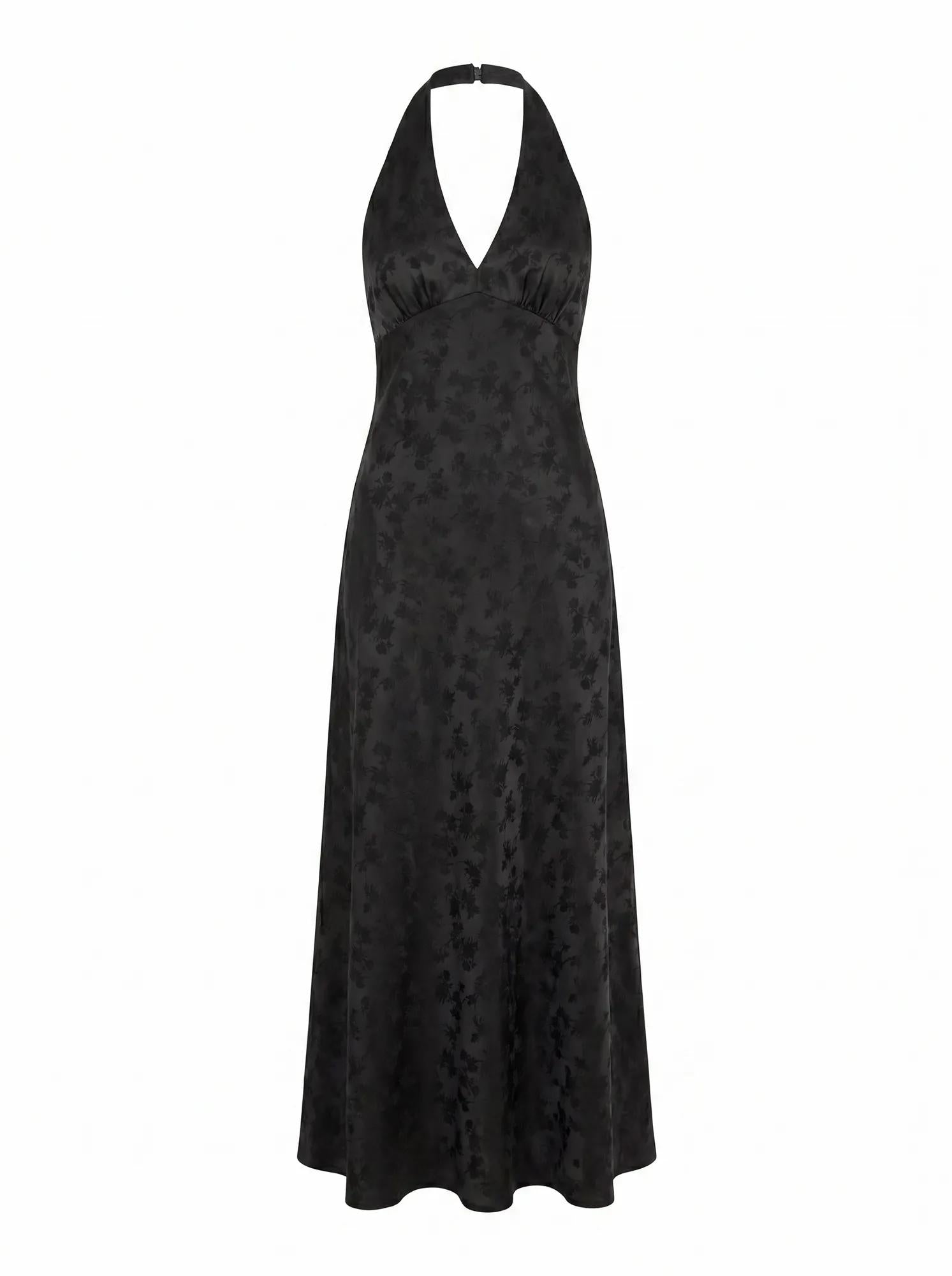 Eleanora Halter Neck Dress Black