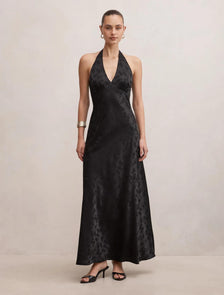 Eleanora Halter Neck Dress Black