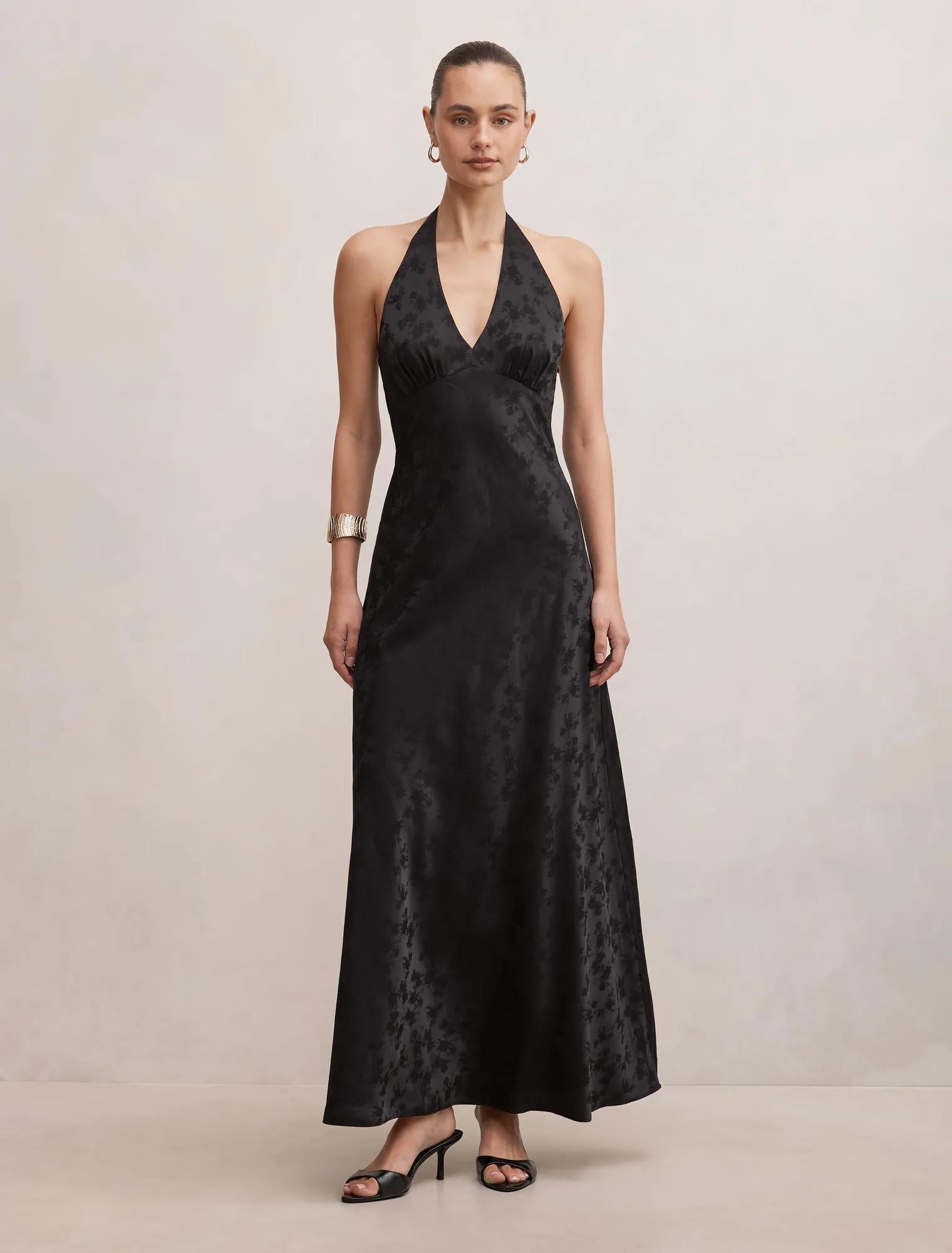 Eleanora Halter Neck Dress Black
