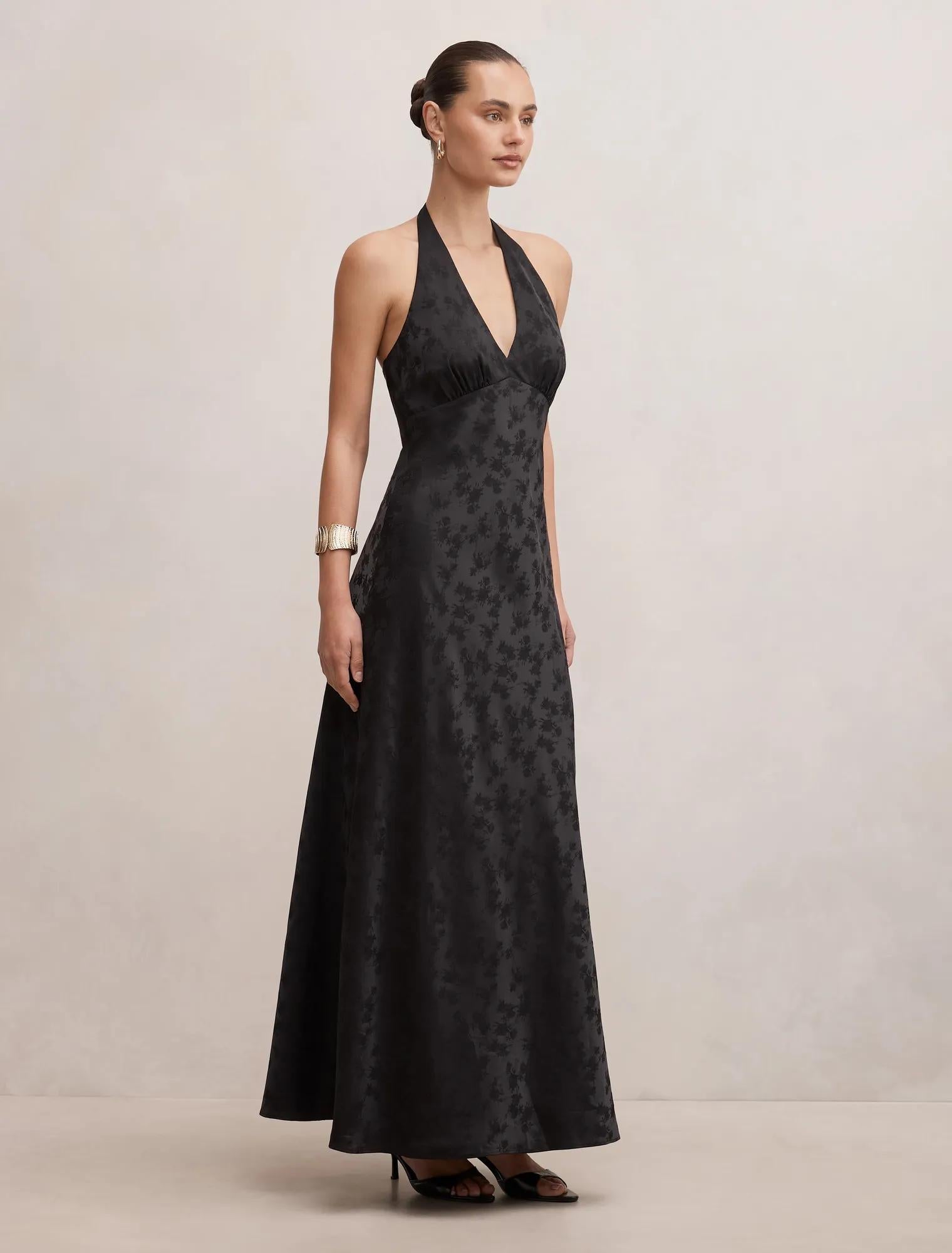 Eleanora Halter Neck Dress Black