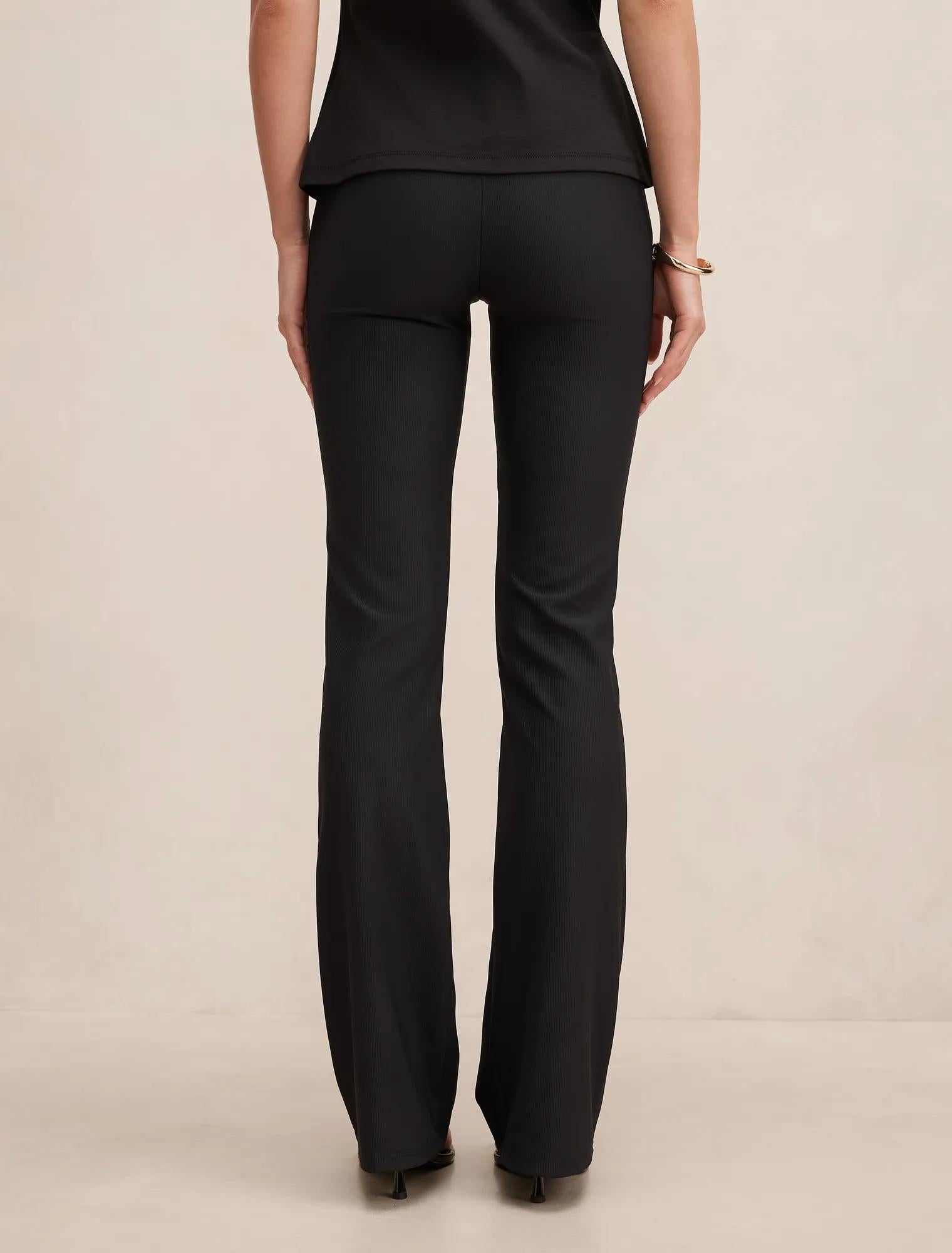 Reagan Ribbed Flare Pants Black