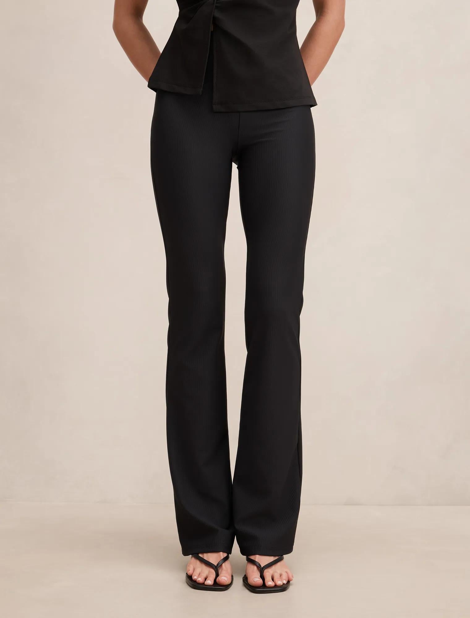Reagan Ribbed Flare Pants Black