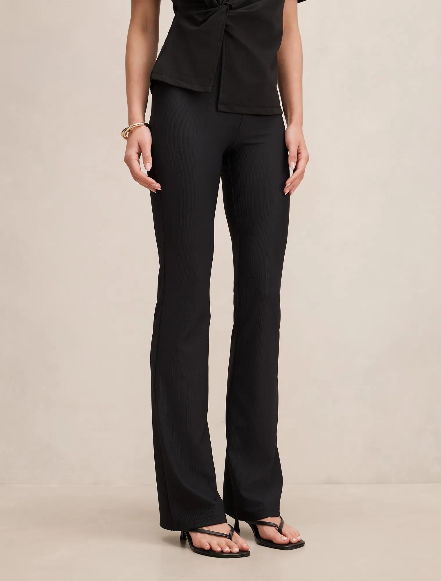 Reagan Ribbed Flare Pants Black