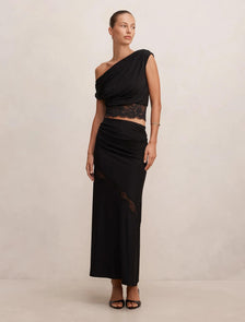 Quinn Lace Maxi Skirt Black Co-Ord