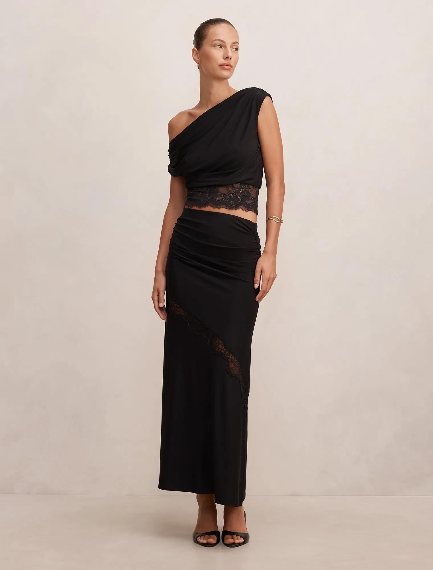 Quinn Lace Maxi Skirt Black Co-Ord