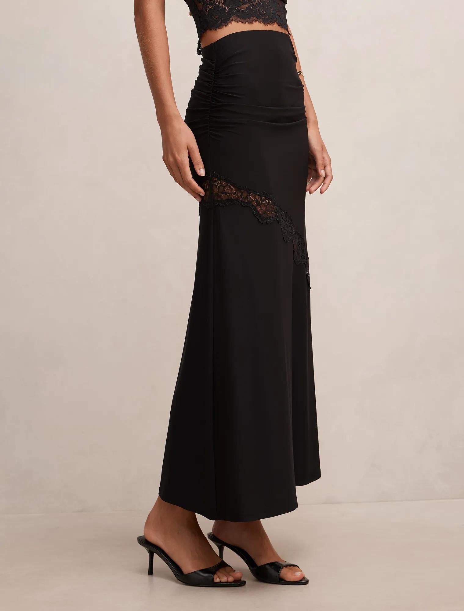 Quinn Lace Maxi Skirt Black Co-Ord