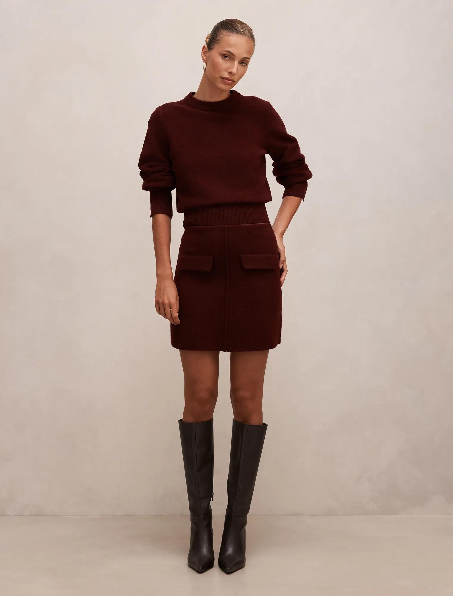 Natalie Knit Mini Skirt Vintage Merlot