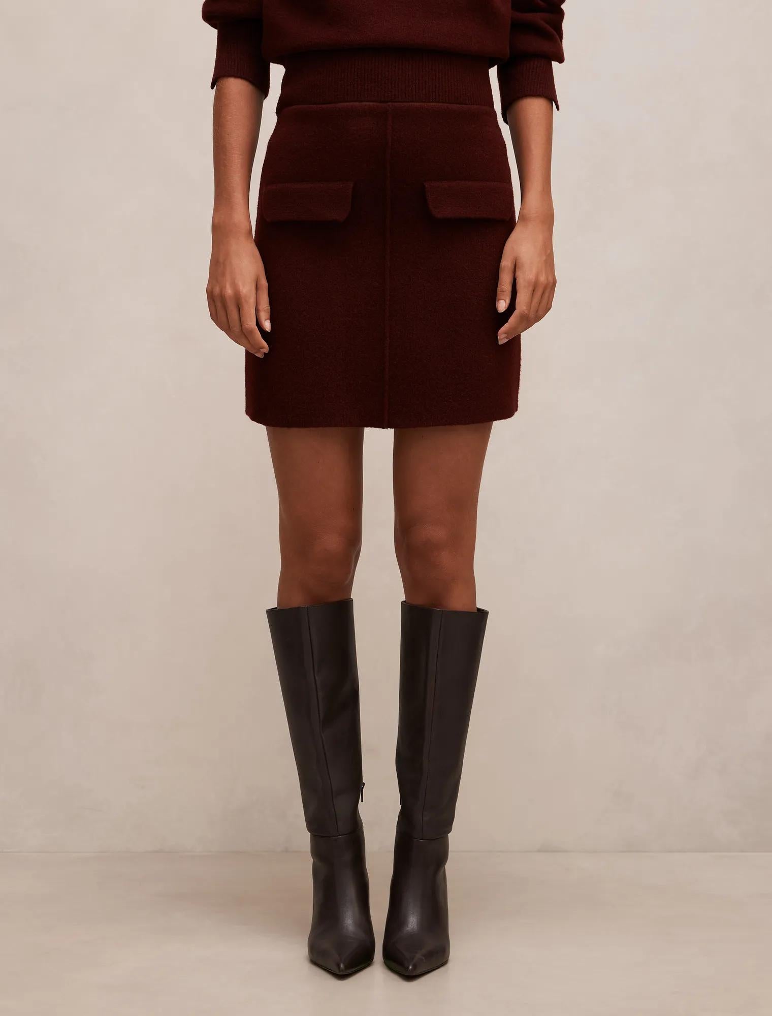 Natalie Knit Mini Skirt Vintage Merlot