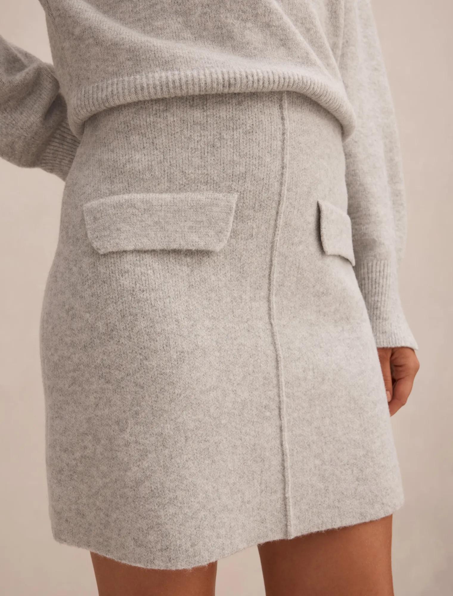 Natalie Knit Mini Skirt Silver Grey