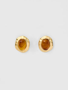 Signature Mandy Molten Stone Stud Earrings Topaz/gold_mannequin