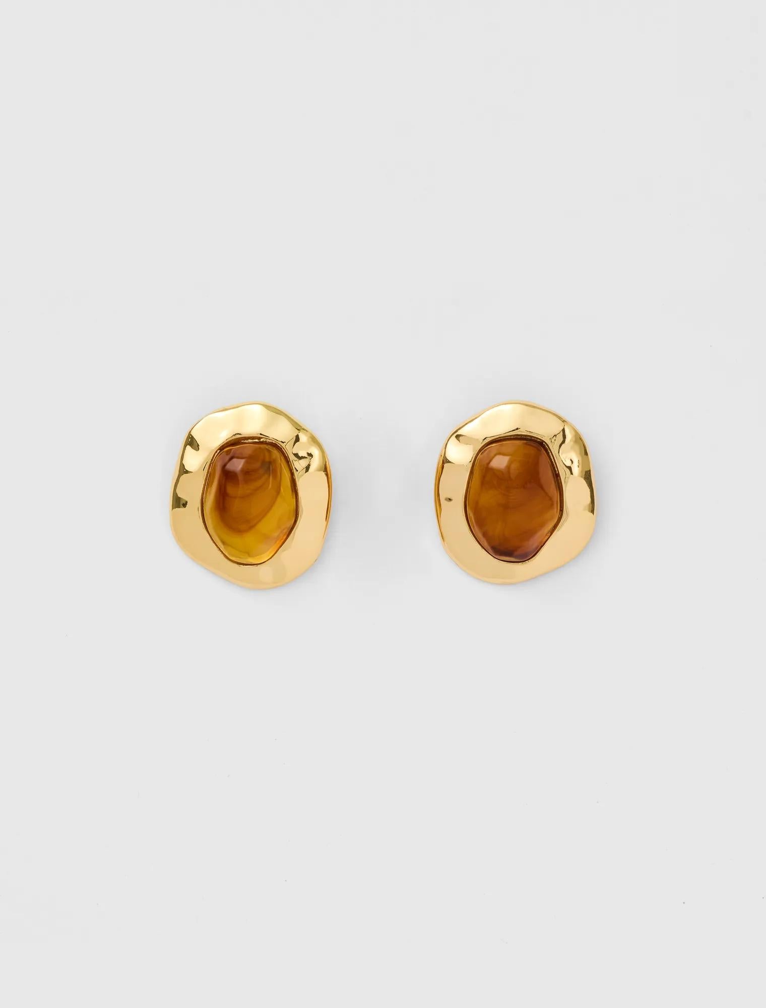 Signature Mandy Molten Stone Stud Earrings Topaz/gold_mannequin