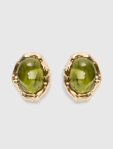Signature Olive Stone Stud Green/Gold_mannequin